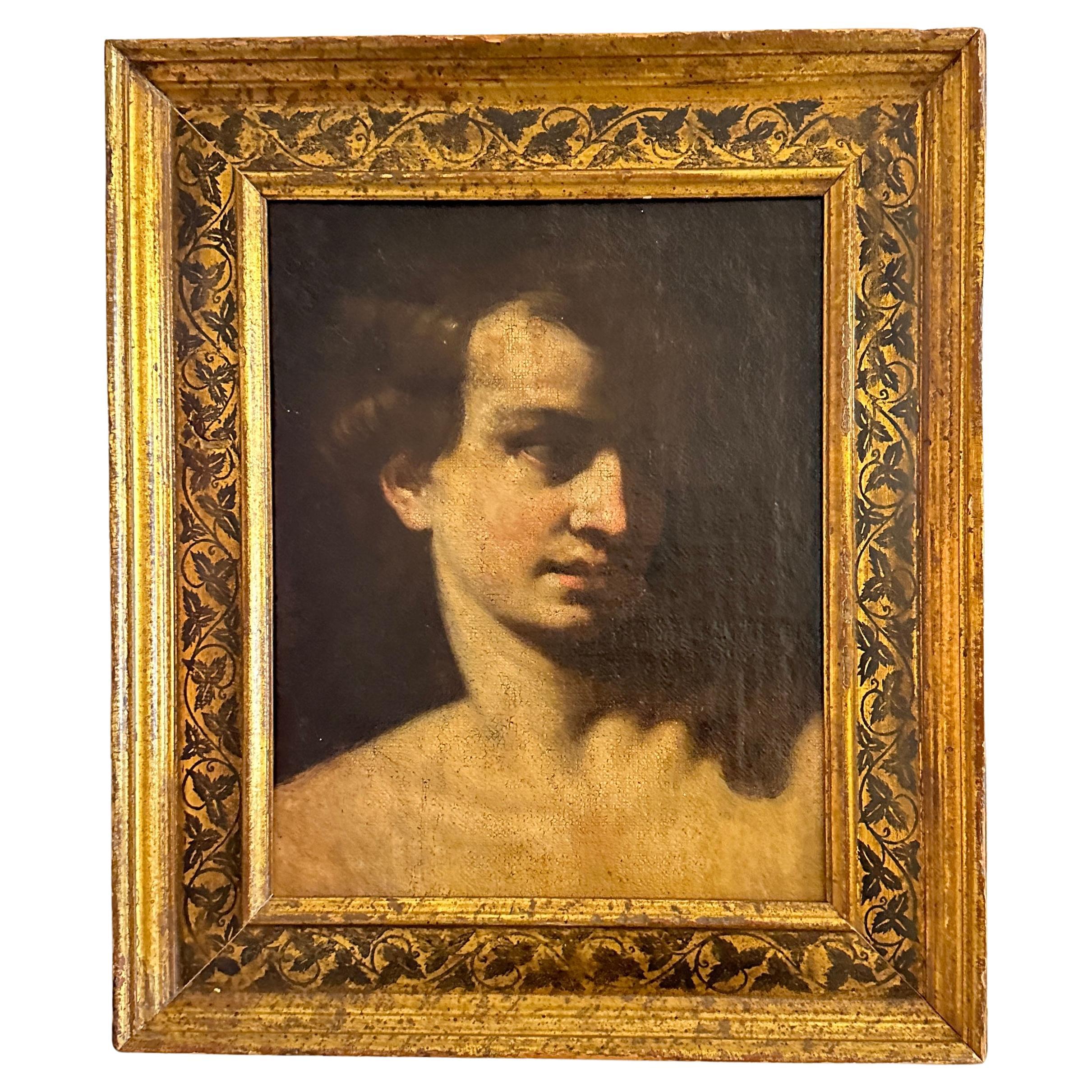 17th Century Italian Renaissance Oil Painting, in the Style of Caravaggio, 1660