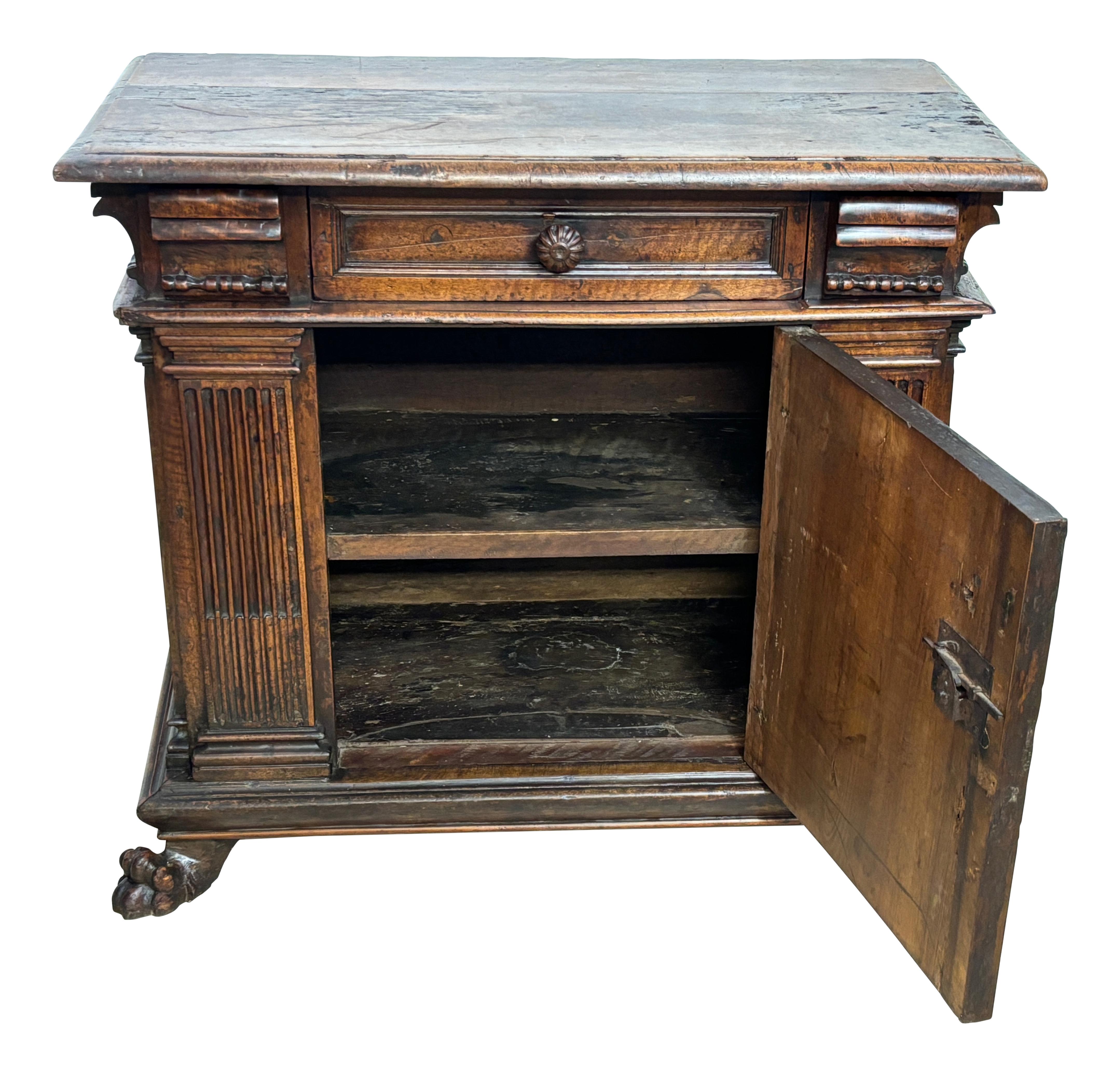 18th Century and Earlier 17th Century Italian Renaissance Walnut Credenza For Sale