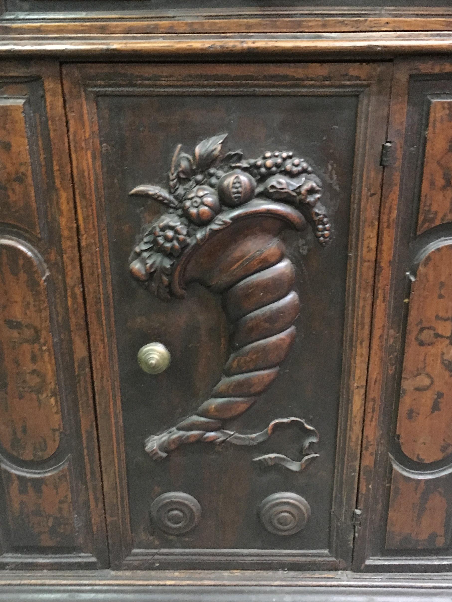 Carved 17th Century Italian Renaissance Walnut Credenza