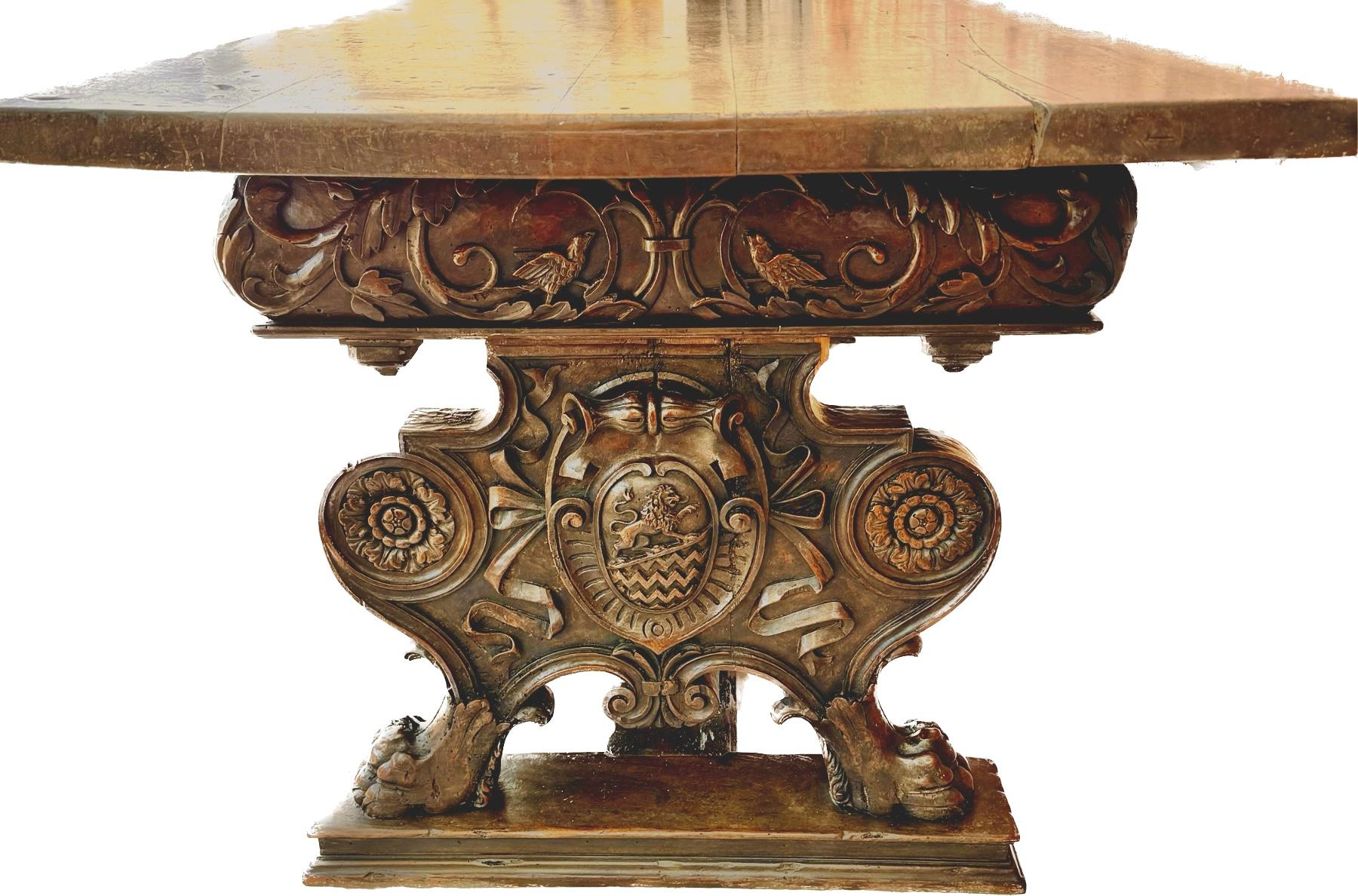 Magnifique table à tréteaux en noyer de la Renaissance italienne du XVIIe siècle en vente 5