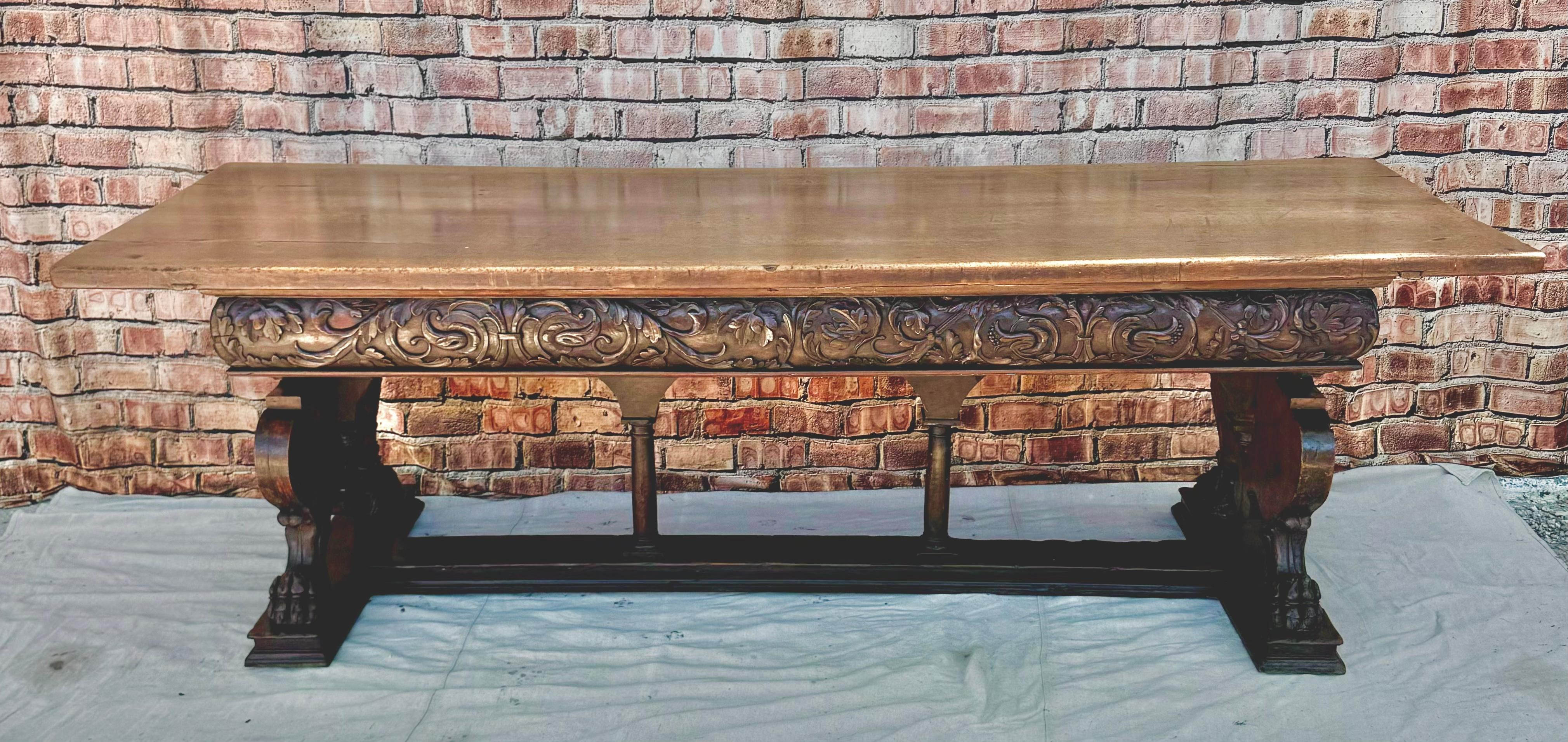 Magnifique table à tréteaux en noyer de la Renaissance italienne du XVIIe siècle en vente 8