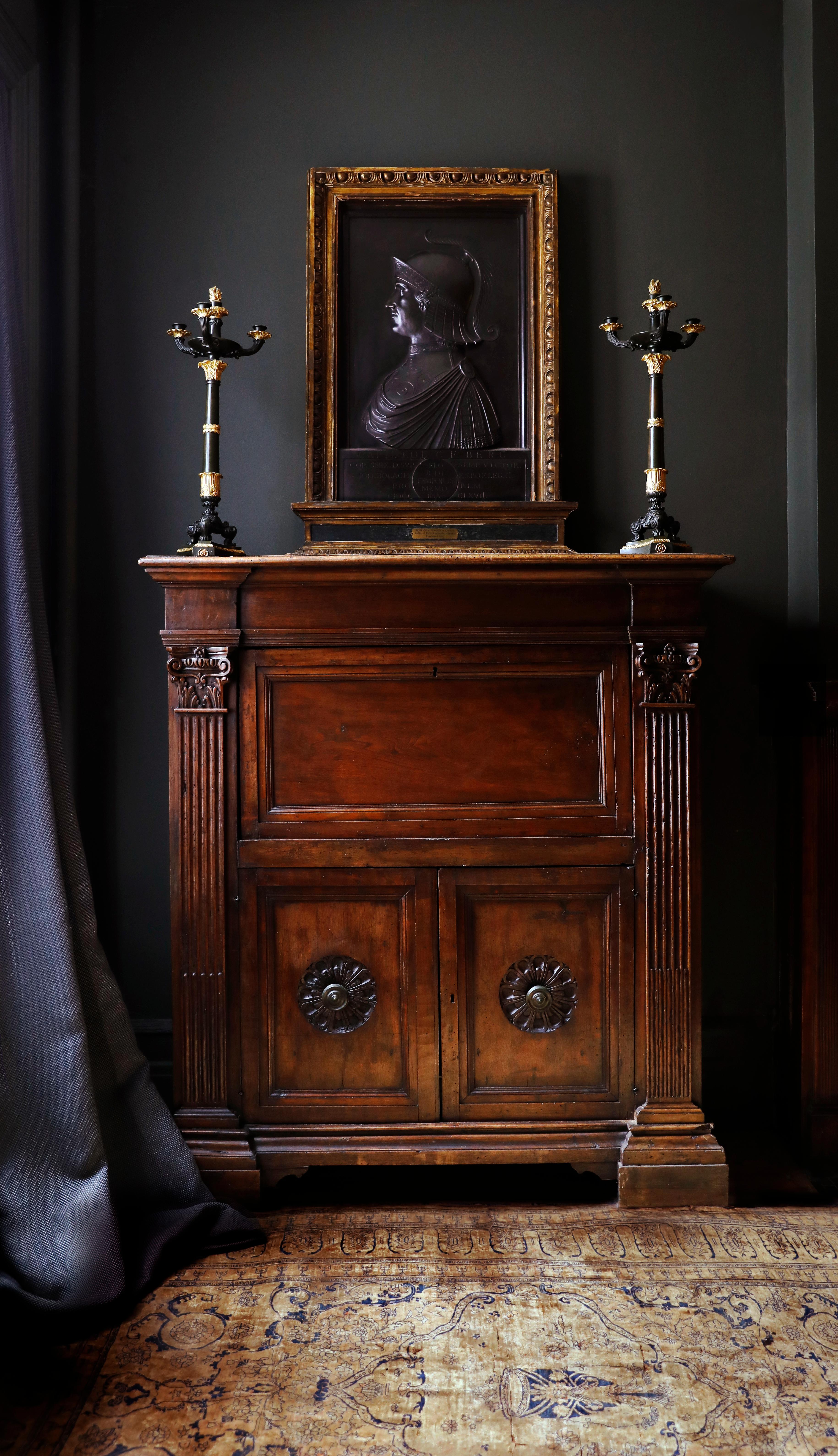 An extremely rare form of Renaissance furniture, this writing desk is likely from Florence and would have originated from the palazzo study room of a noble family.  The study rooms, also called 