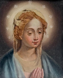 Pregevole dipinto ad olio del XVII secolo di un vecchio maestro italiano, Ritratto della Madonna