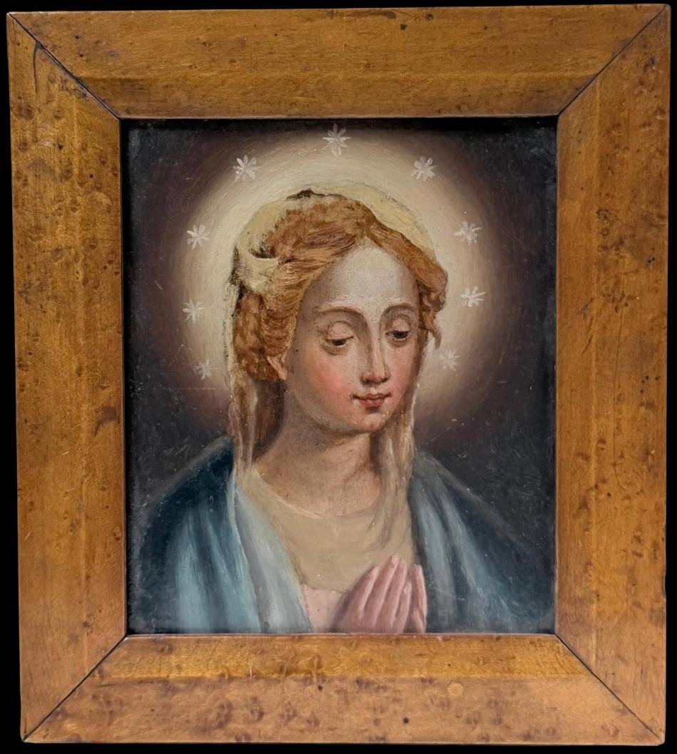  17th Century Italian School Portrait Painting - Fine 17th Century Italian Old Master Oil Painting Portrait of the Madonna