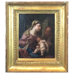  17th Century Italian School Painting Holy Family