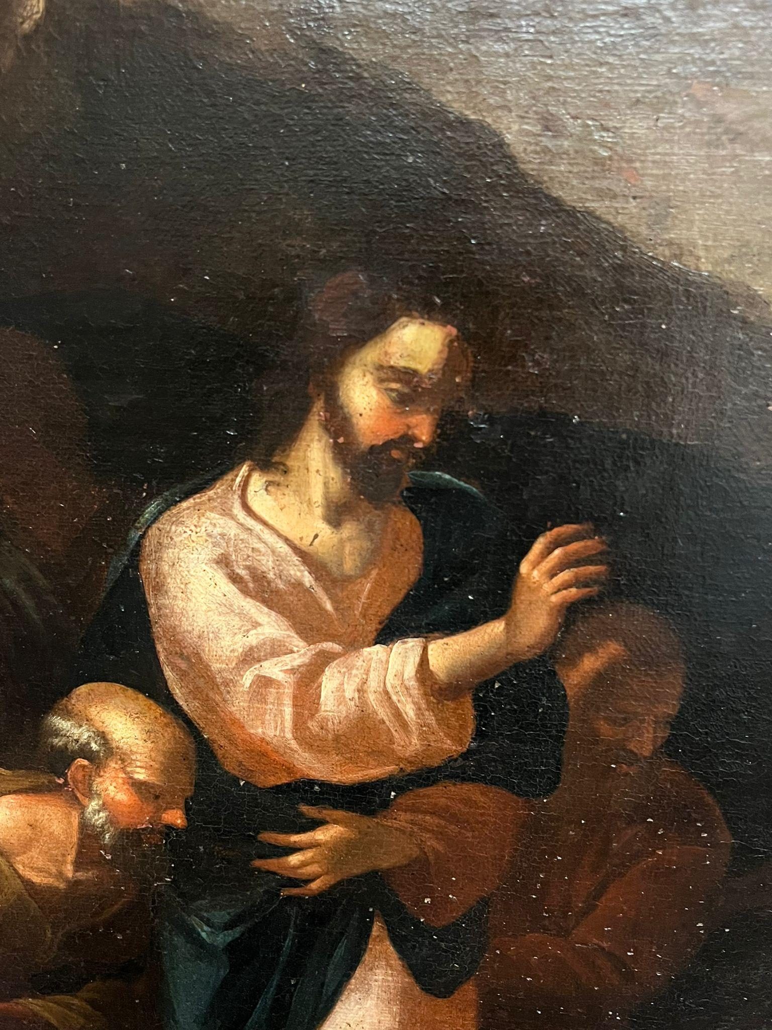 17th Century Large Italian Old Master Oil Christ and the Penitent Canaanite - Old Masters Painting by 17th Century Italian School