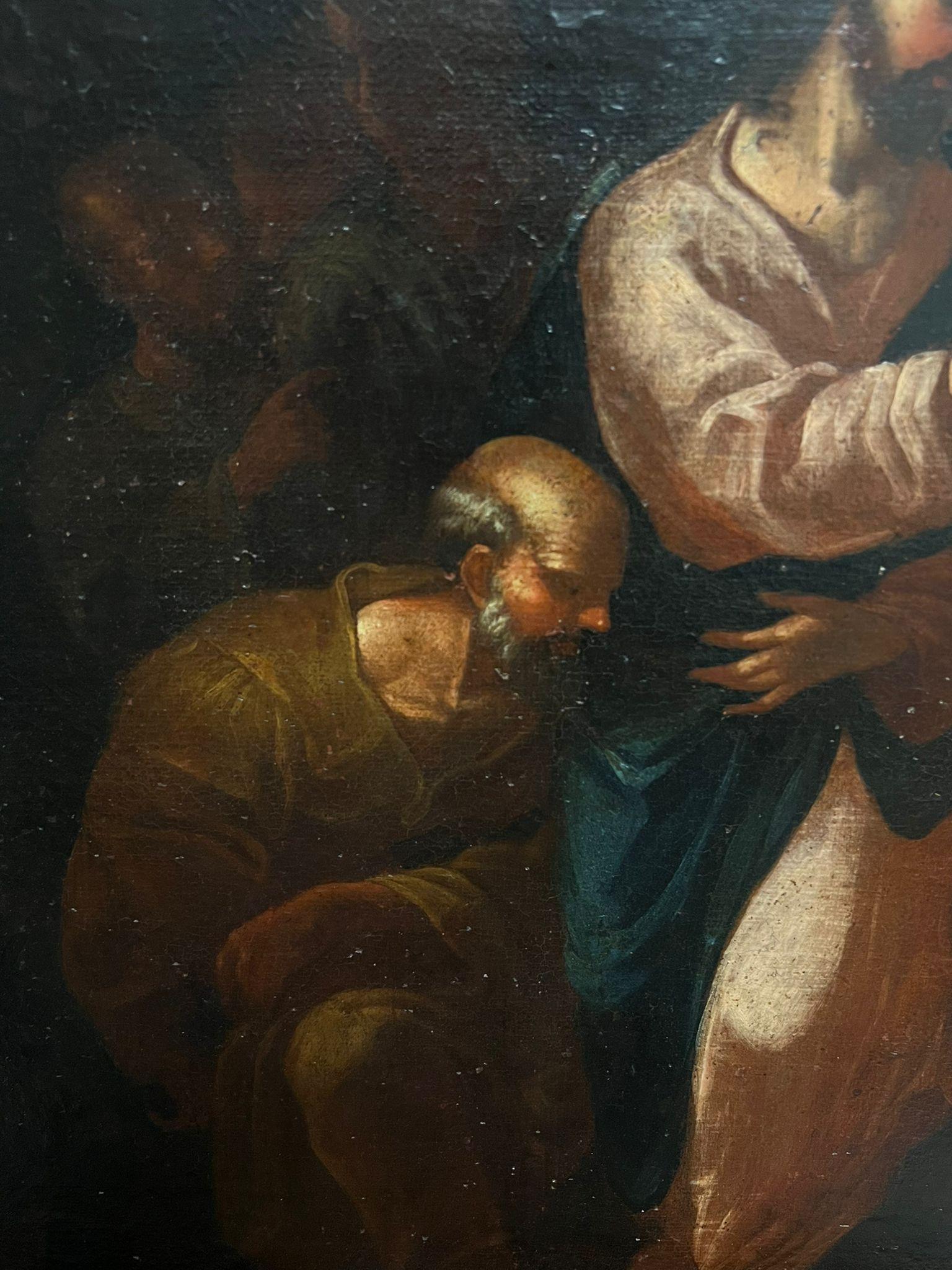 17th Century Large Italian Old Master Oil Christ and the Penitent Canaanite For Sale 1