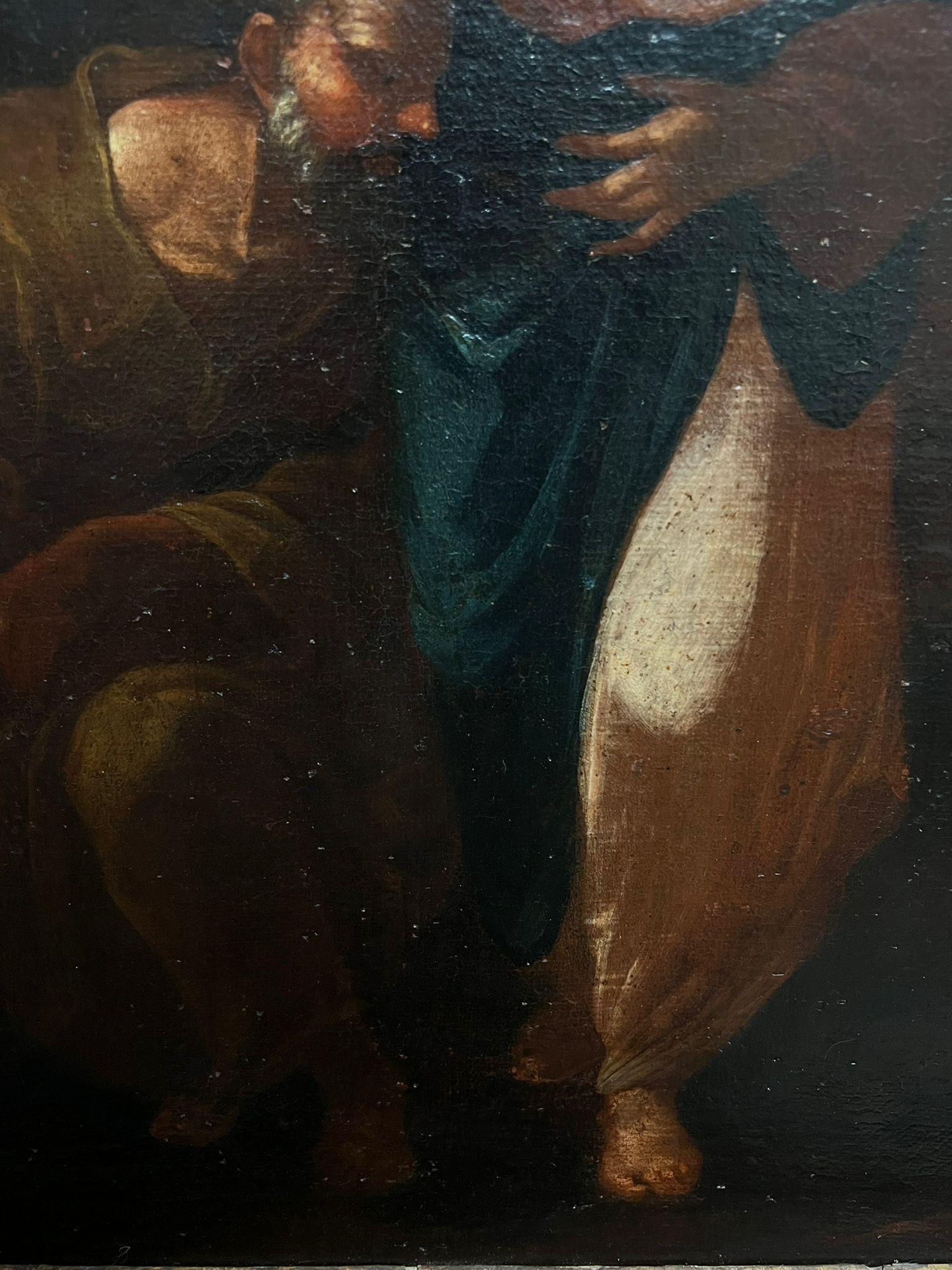 17th Century Large Italian Old Master Oil Christ and the Penitent Canaanite For Sale 3