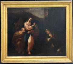 17th Century Large Italian Old Master Oil Christ and the Penitent Canaanite