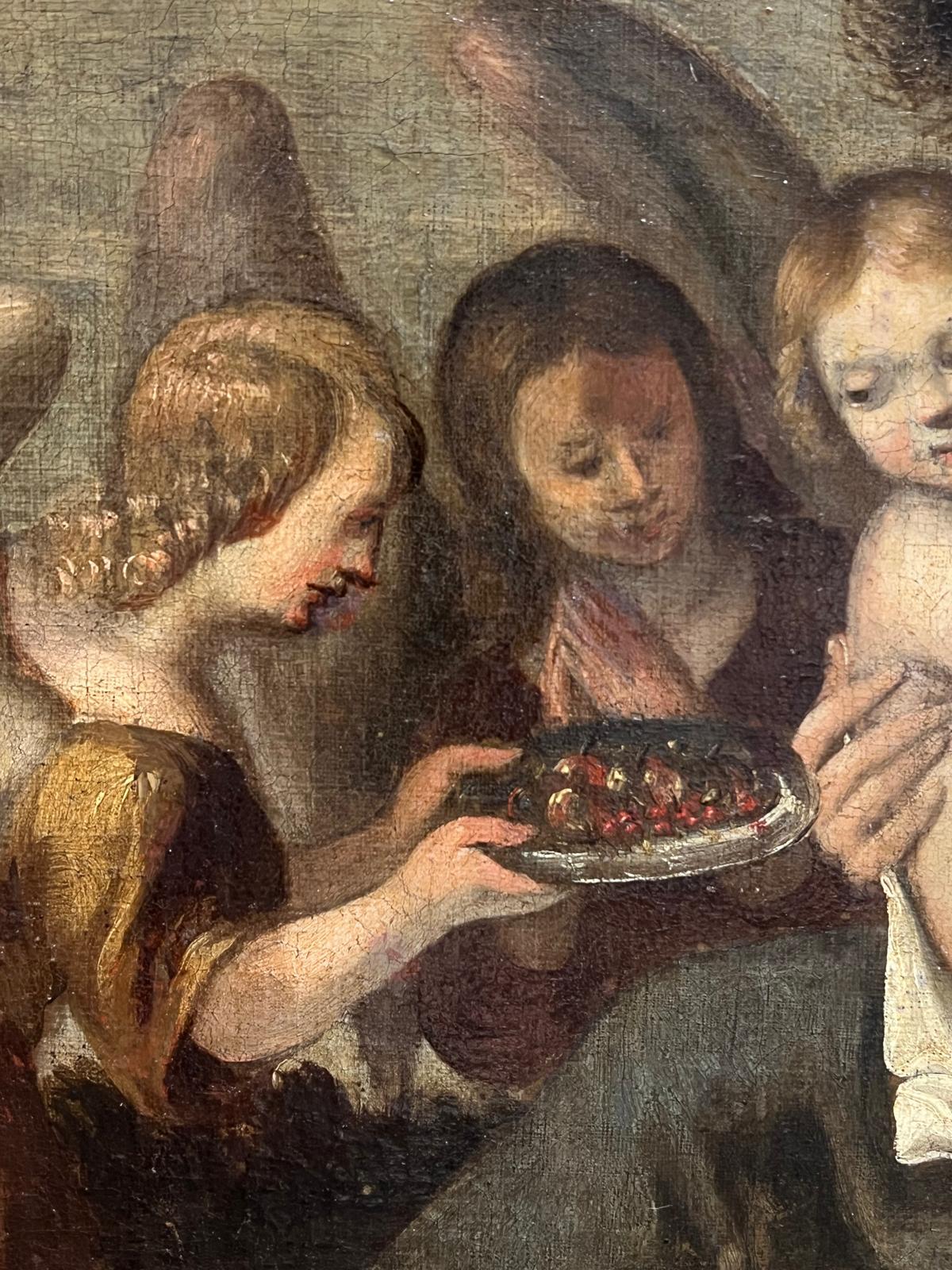 Peinture baroque du 17e siècle Madonna & Child Attendant Angels Offering Gifts en vente 1
