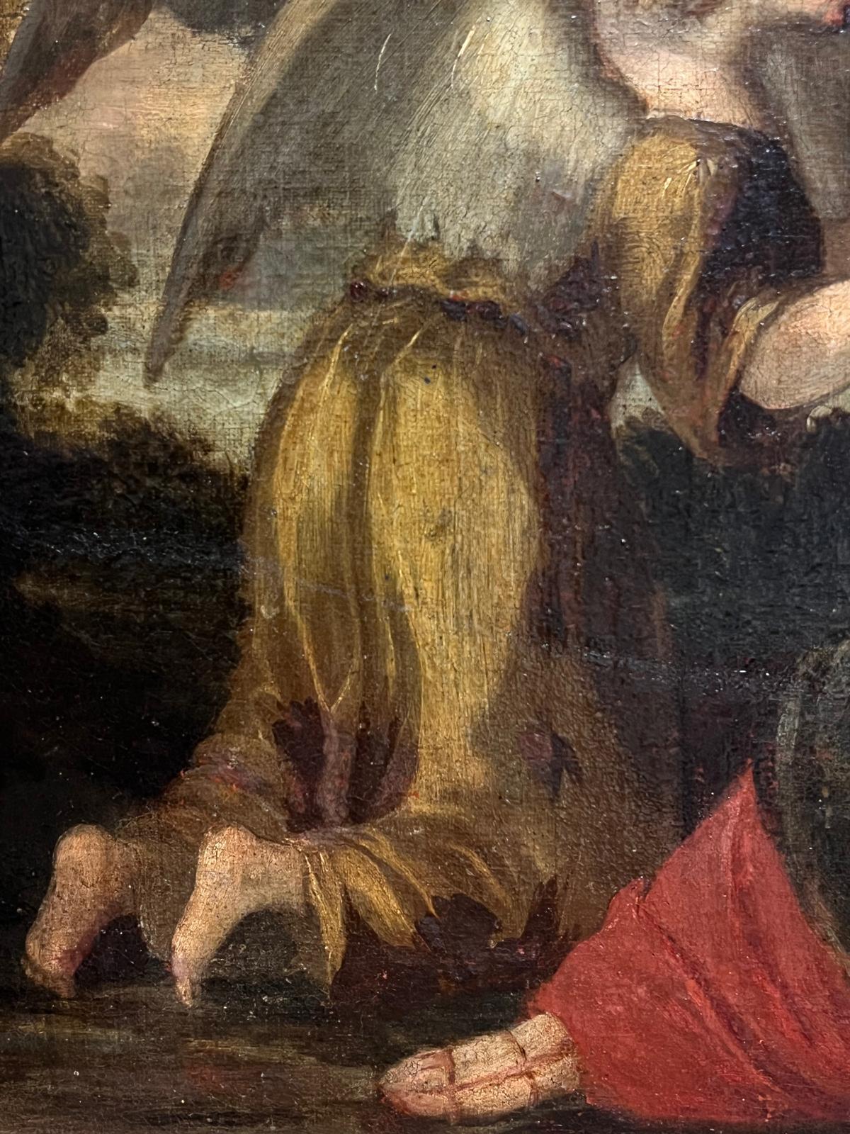Peinture baroque du 17e siècle Madonna & Child Attendant Angels Offering Gifts en vente 3