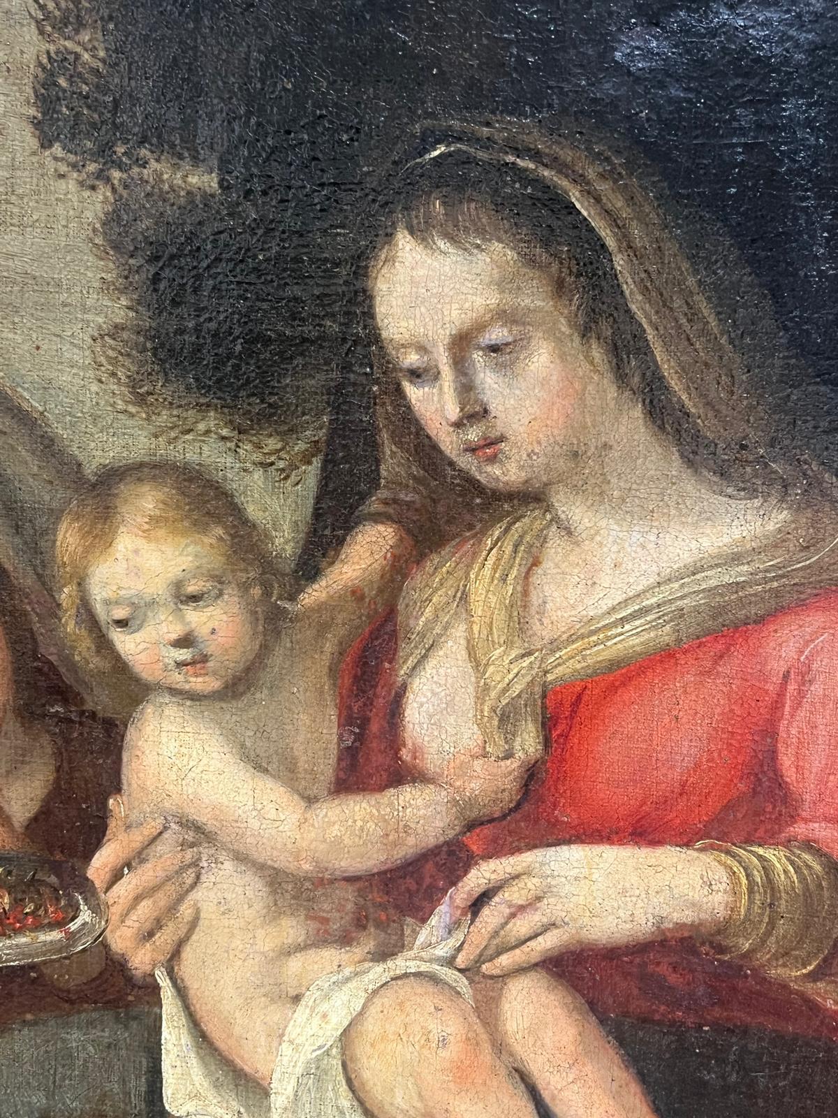 Peinture baroque du 17e siècle Madonna & Child Attendant Angels Offering Gifts en vente 4