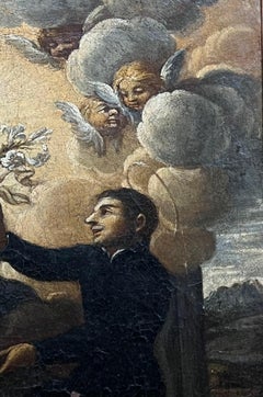 Madonna & Child with Saint Heavenly Cherubs Fine 17th Century Old Master Oil