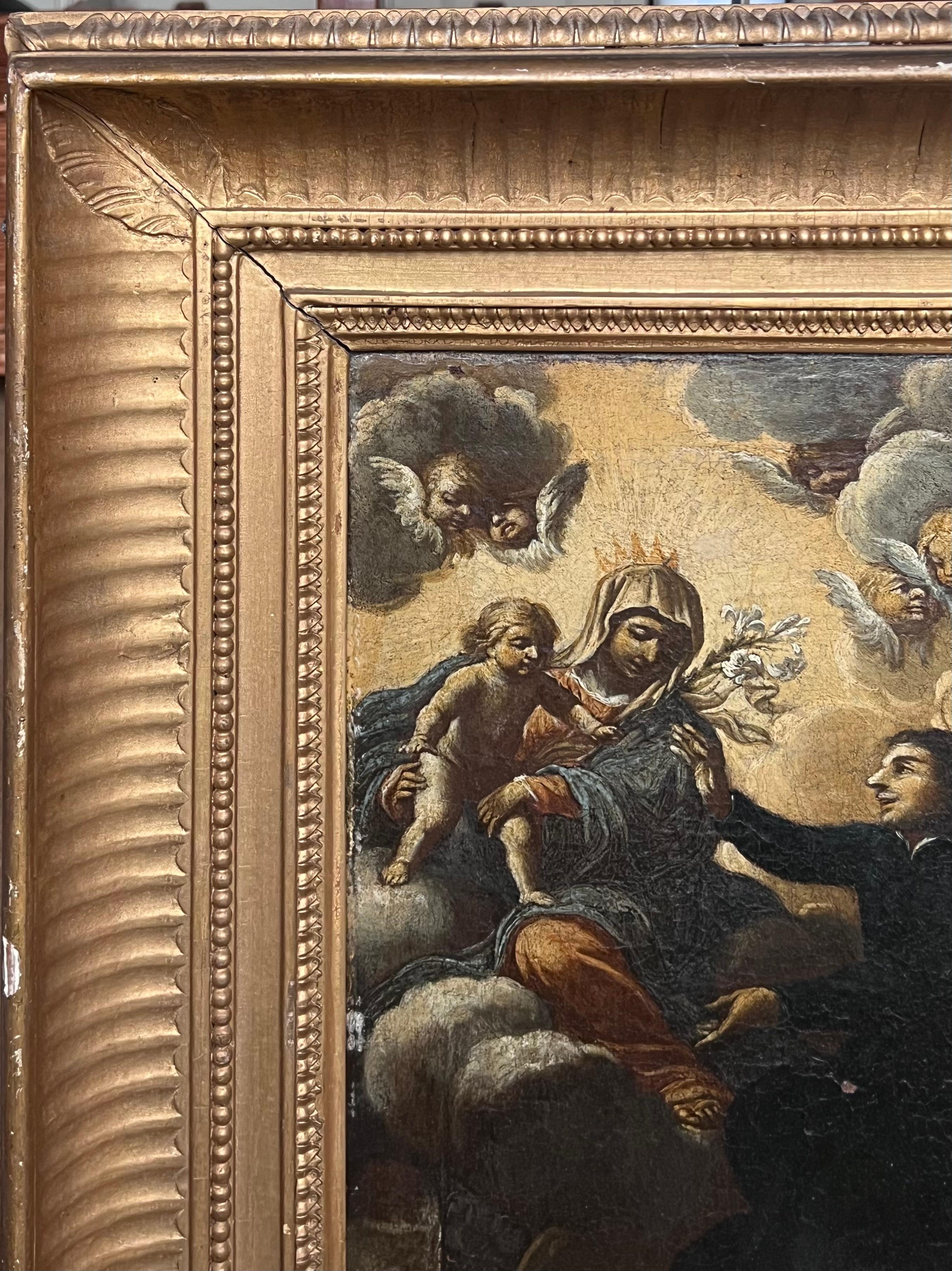 Madonna & Child mit himmlischen Cherubinen Feines Altmeister-Öl aus dem 17. im Angebot 1