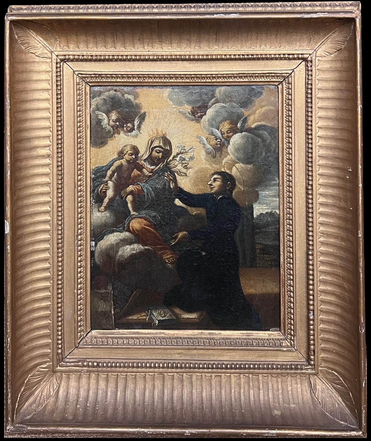 Madonna 
Child with Saint Heavenly Cherubs Fine 17th Century Old Master Oil