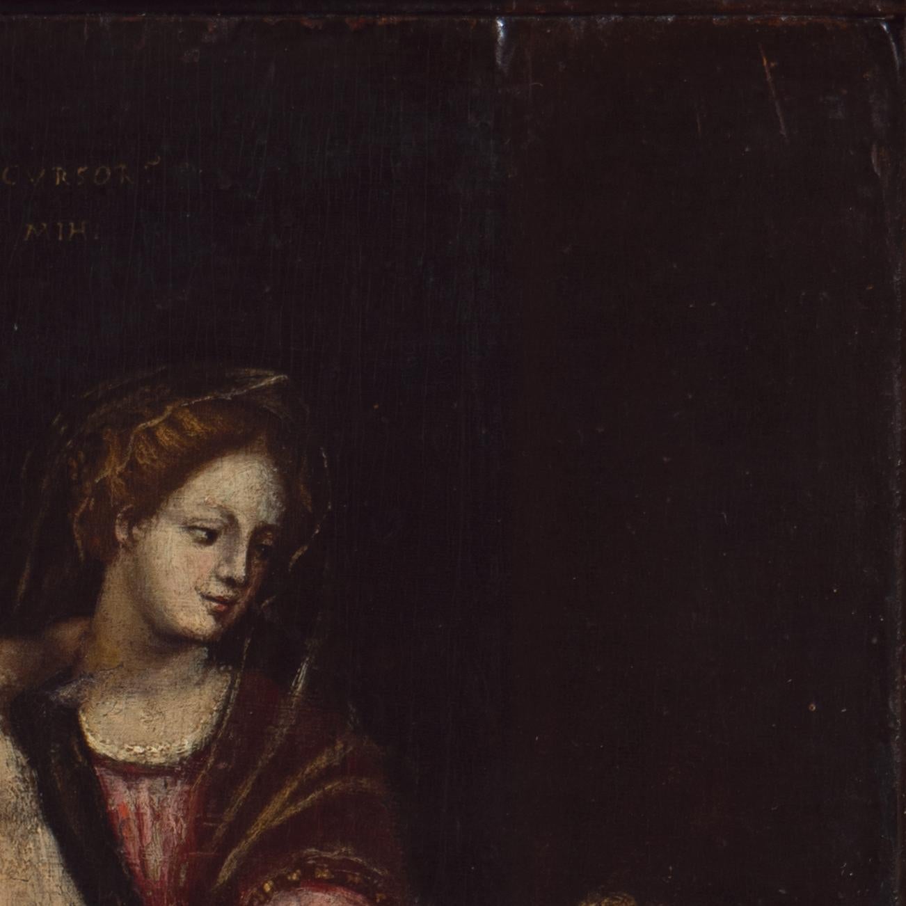 'Mary with Jesus and St. John the Baptist', 17th Century Milanese School Oil For Sale 4