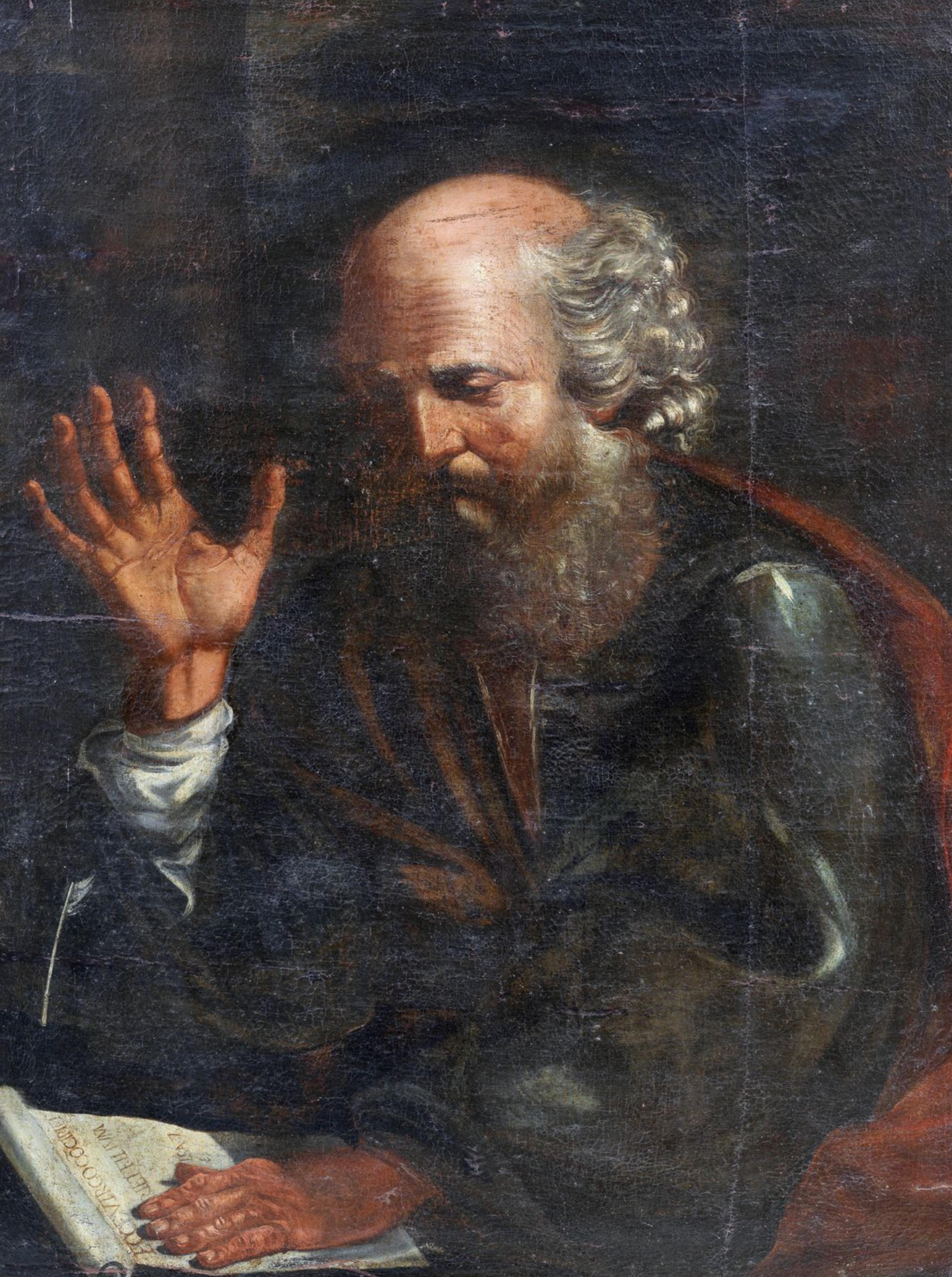 Baroque Saint Matthieu de l'école italienne du XVIIe siècle. en vente