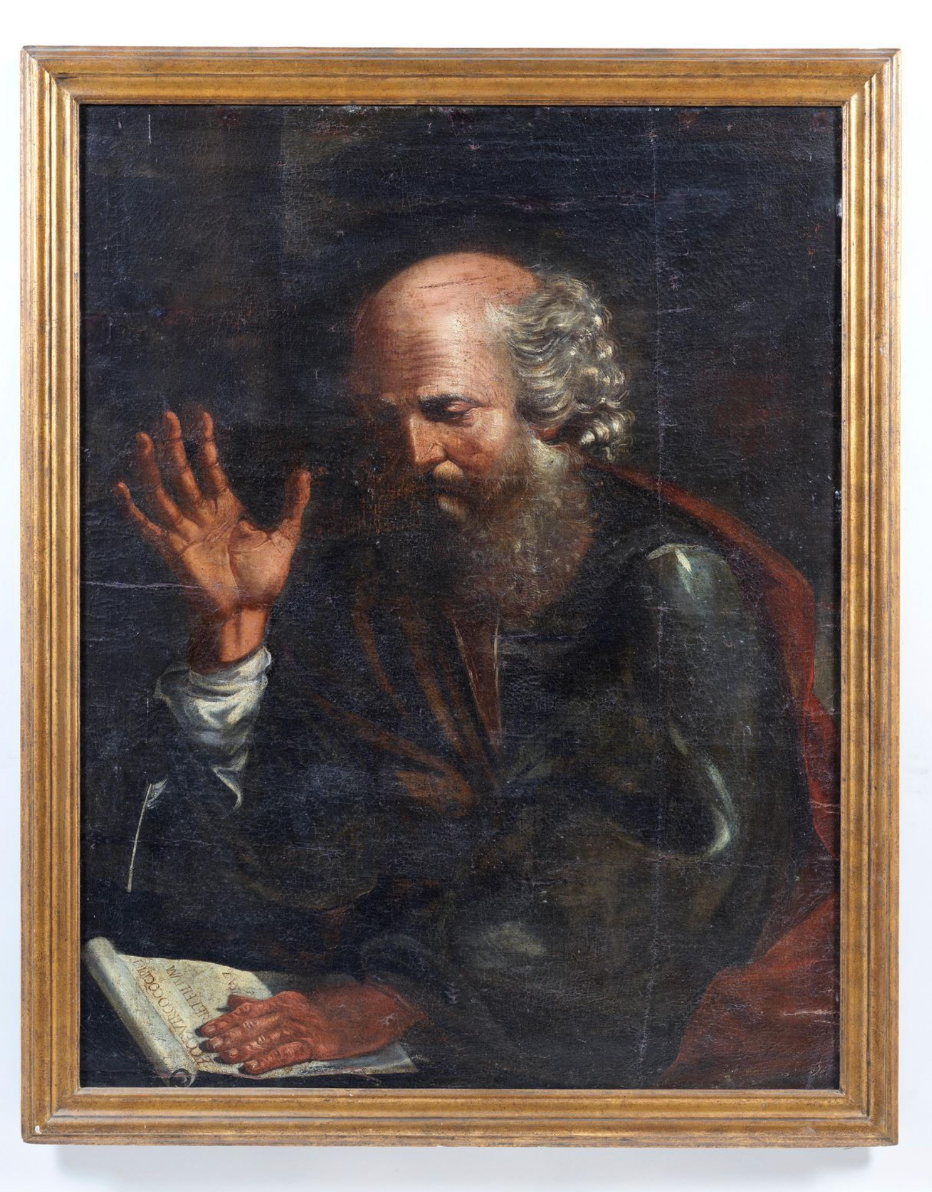 Huilé Saint Matthieu de l'école italienne du XVIIe siècle. en vente
