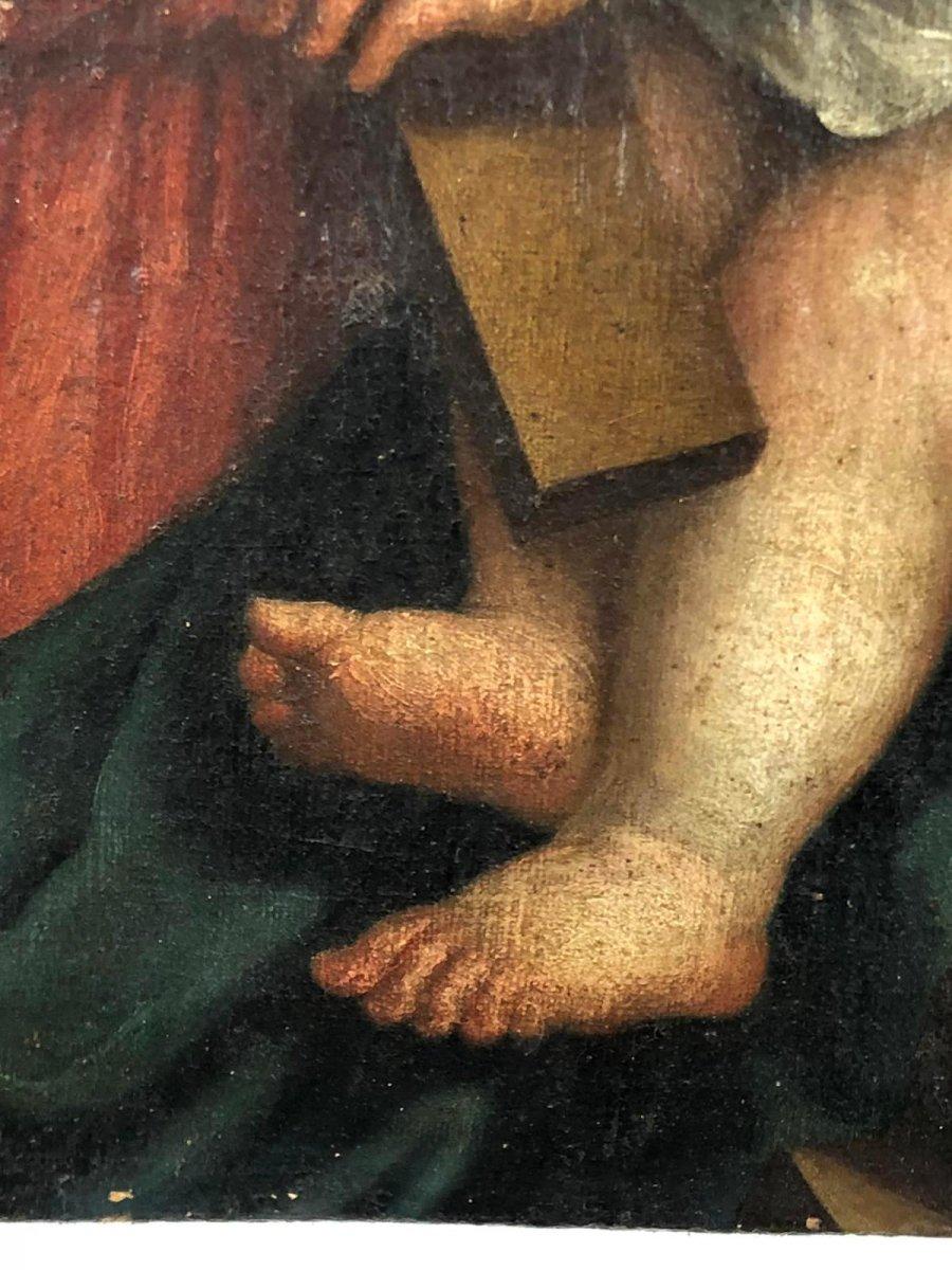 Canvas 17th Century Italian School Virgin and Child Painting