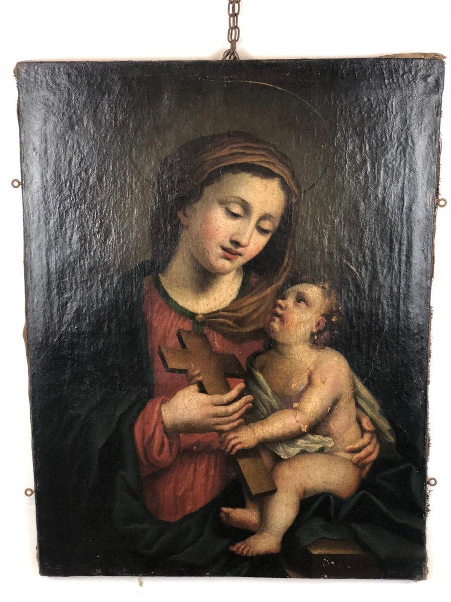 17th Century Italian School Virgin and Child Painting 2