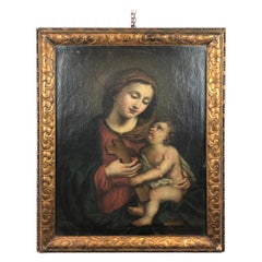 17th Century Italian School Virgin and Child Painting