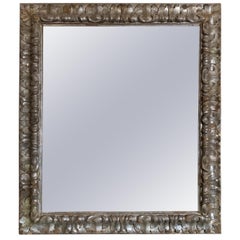 17th Century Italian Silver Gilt Frame with Later Distressed Mirror