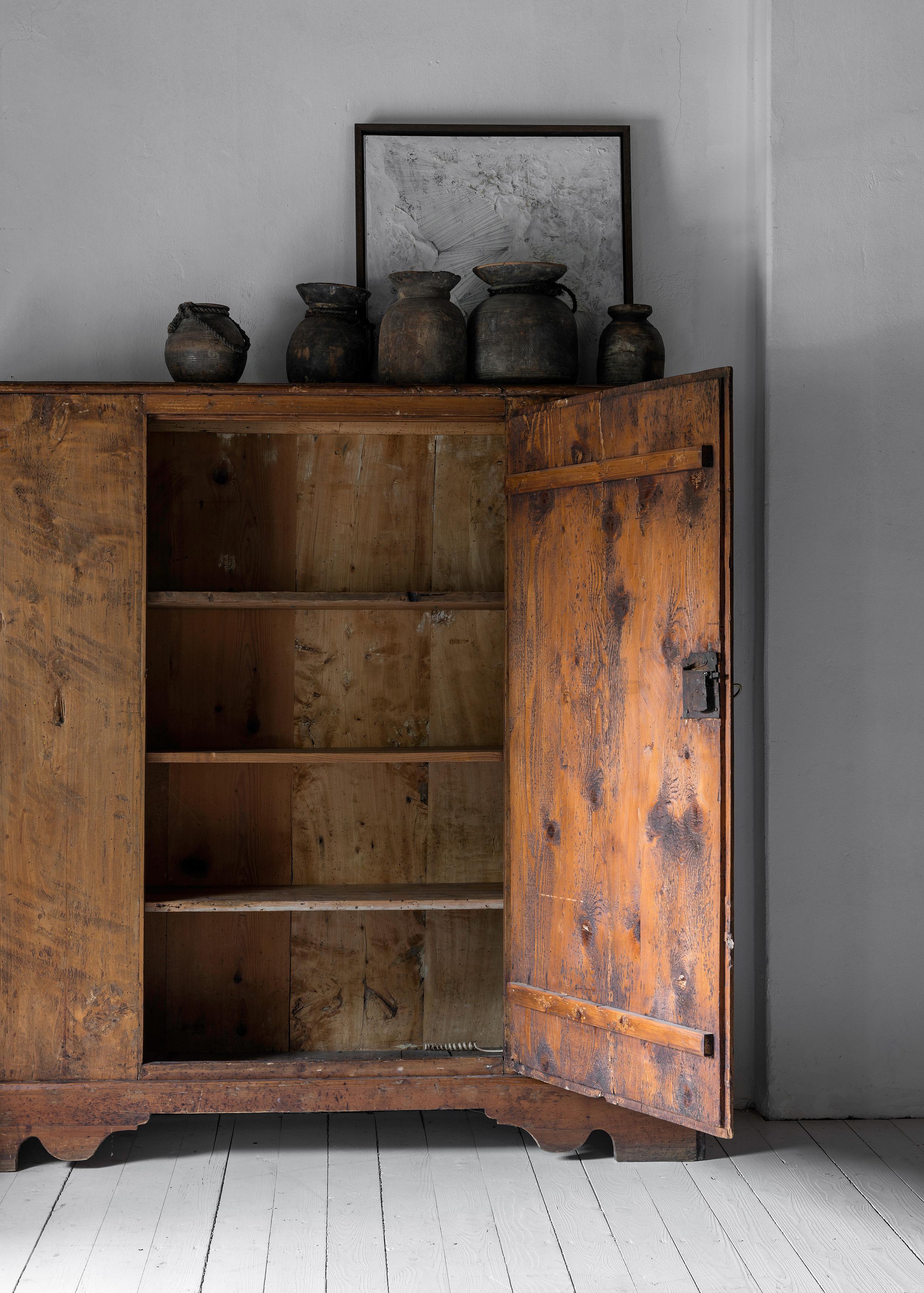 Baroque 17th Century Italian Single-Door Montagnard Wardrobe For Sale