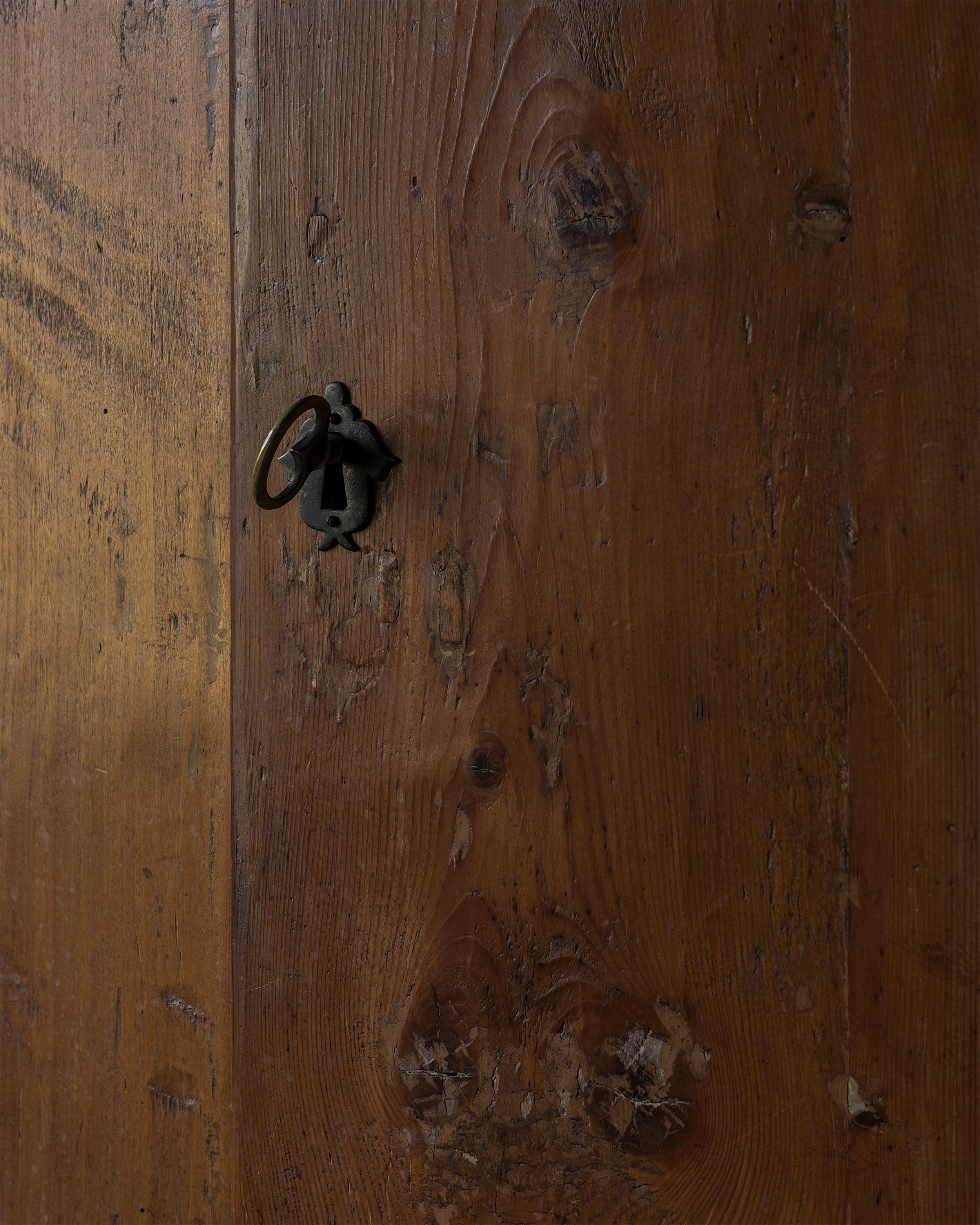 Softwood 17th Century Italian Single-Door Montagnard Wardrobe For Sale