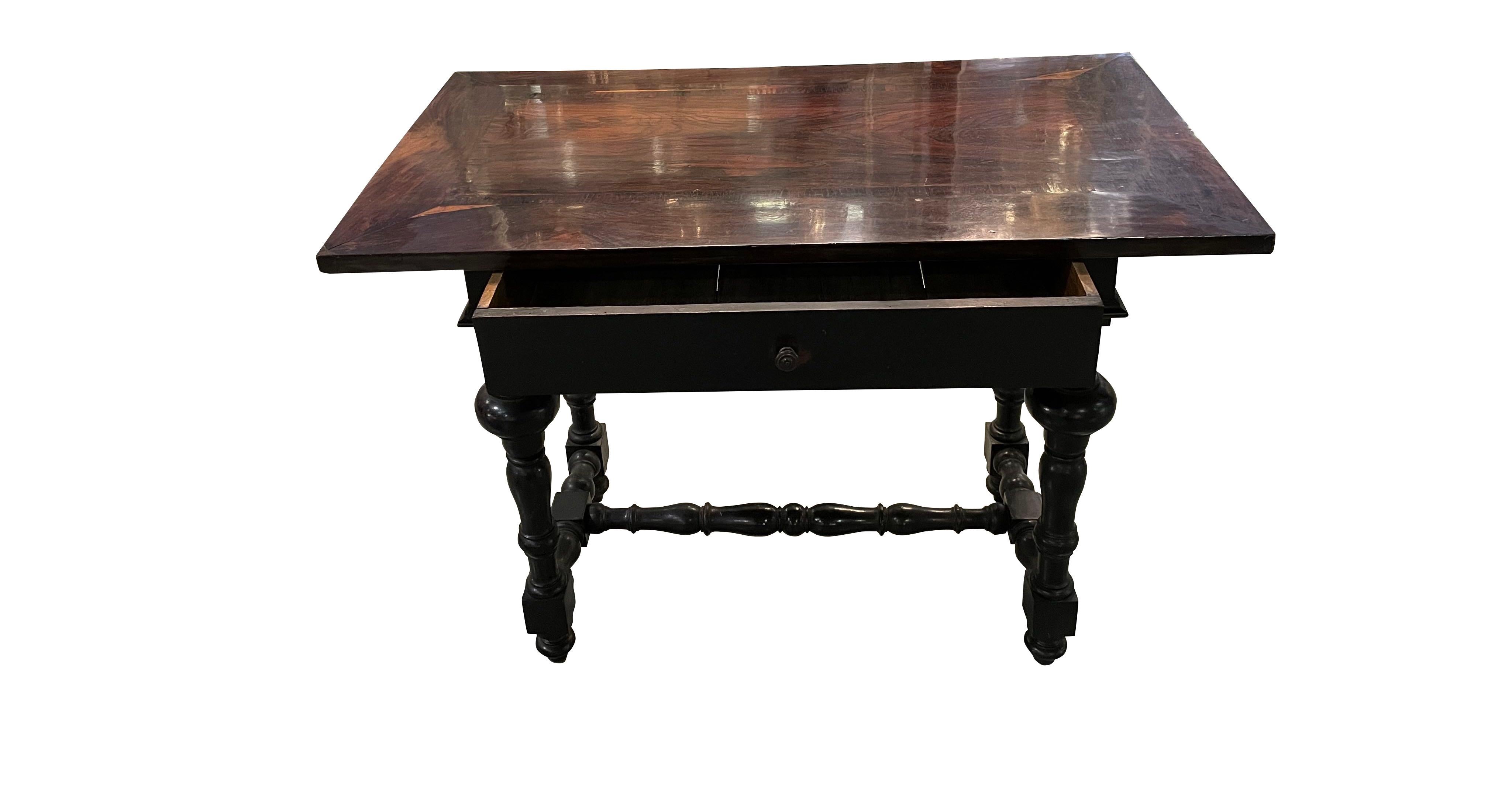 17th century Italian Florentine single drawer desk.
Decorative finial legs and stretcher.
Polished mahogany with a beautiful patina.
Can also be used as a side table
ARRIVING NOVEMBER.