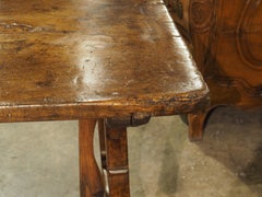 17th Century Italian Single Walnut Plank Top Table with Lyre Legs