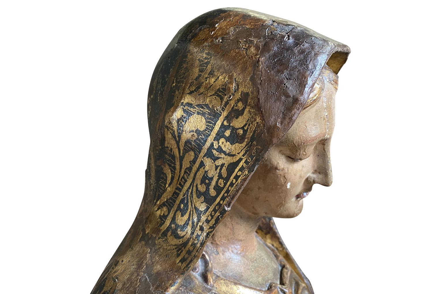 Wood 17th Century Italian Statue of the Madonna