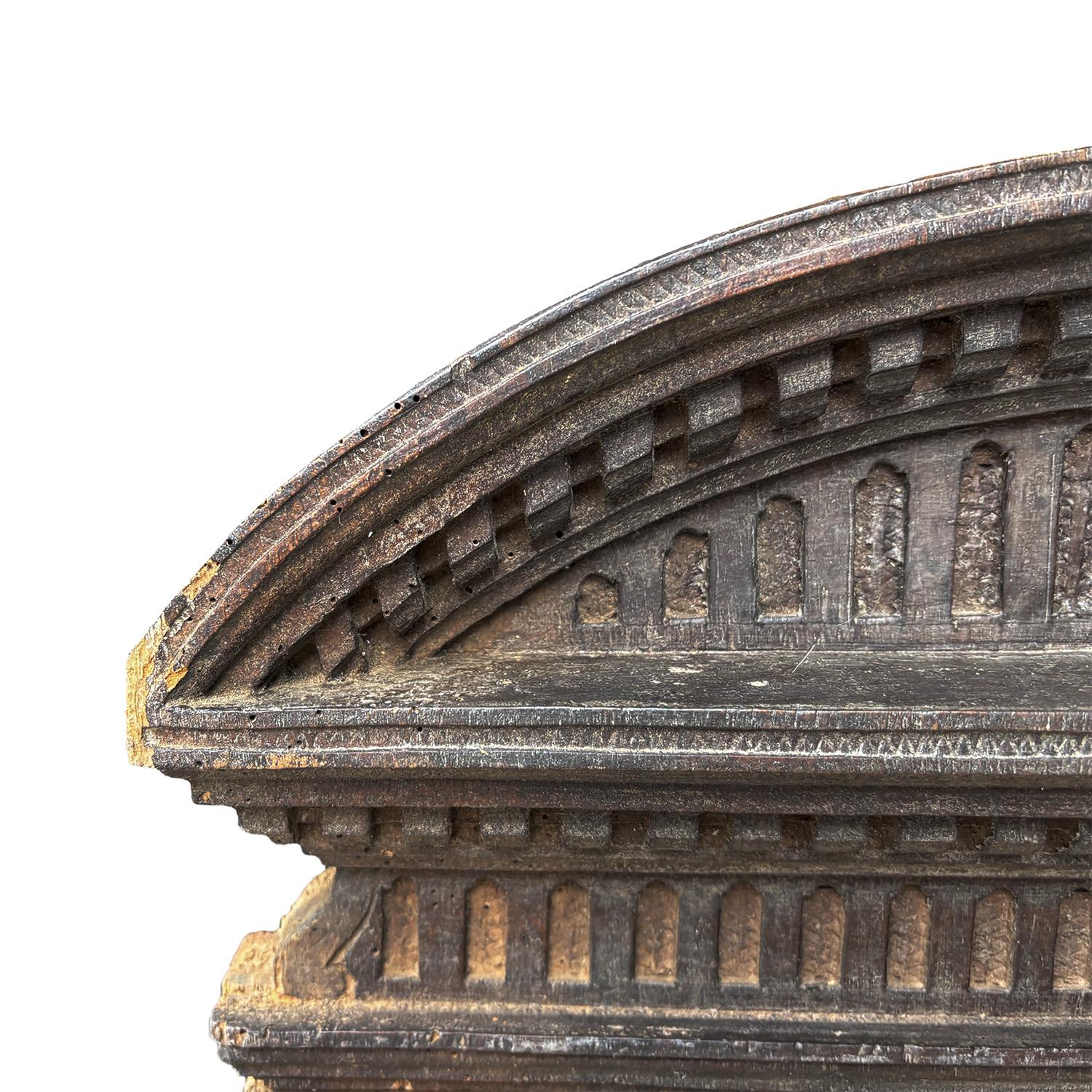 Hand-Carved 17th Century Italian Tabernacle Walnut Door - Antique Renaissance Décor Piece For Sale