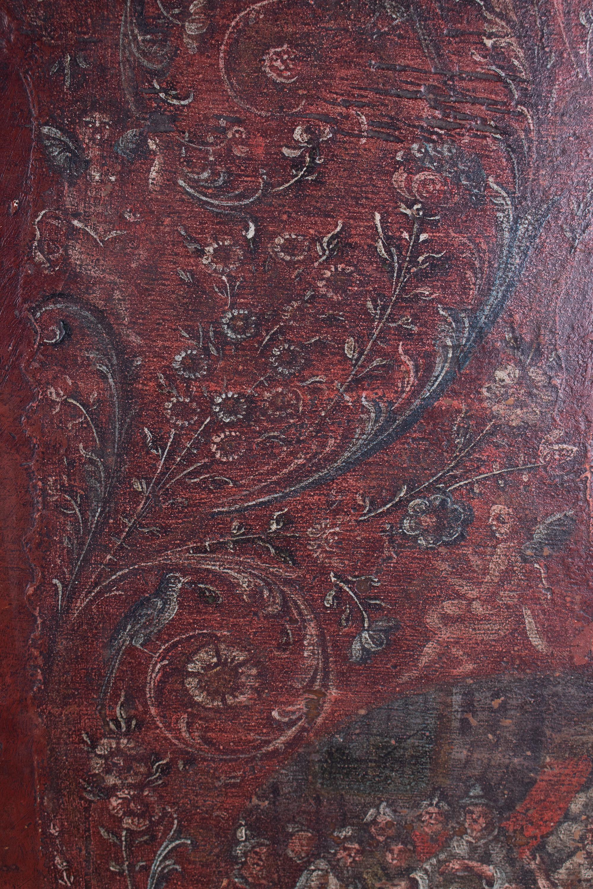 Three-Legged Painted Table with People and Flower Motifs, 17th Century, Italian 1