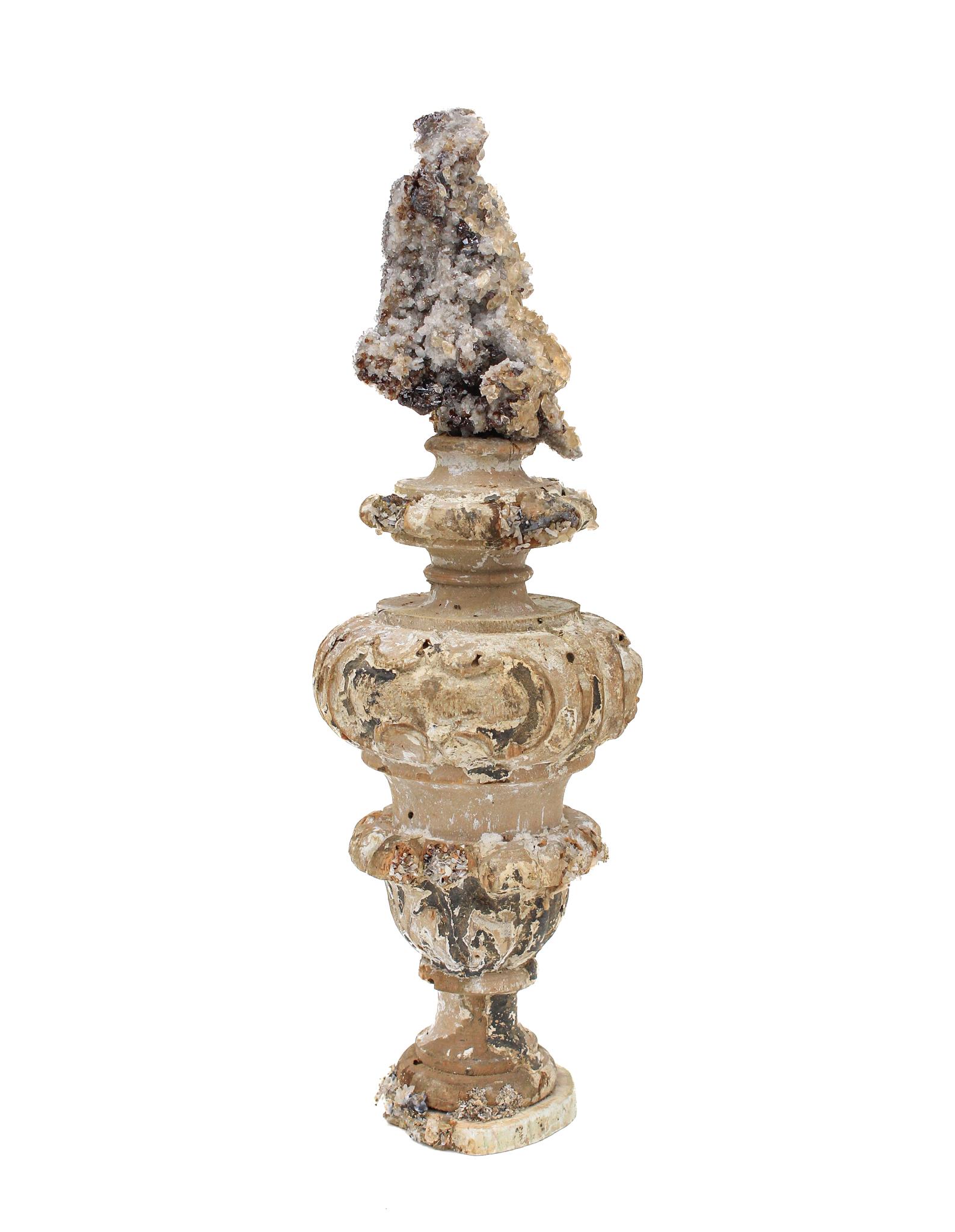 Hand-Carved 17th Century 'Florence Fragment' Vase with Calcite Crystals in Matrix For Sale