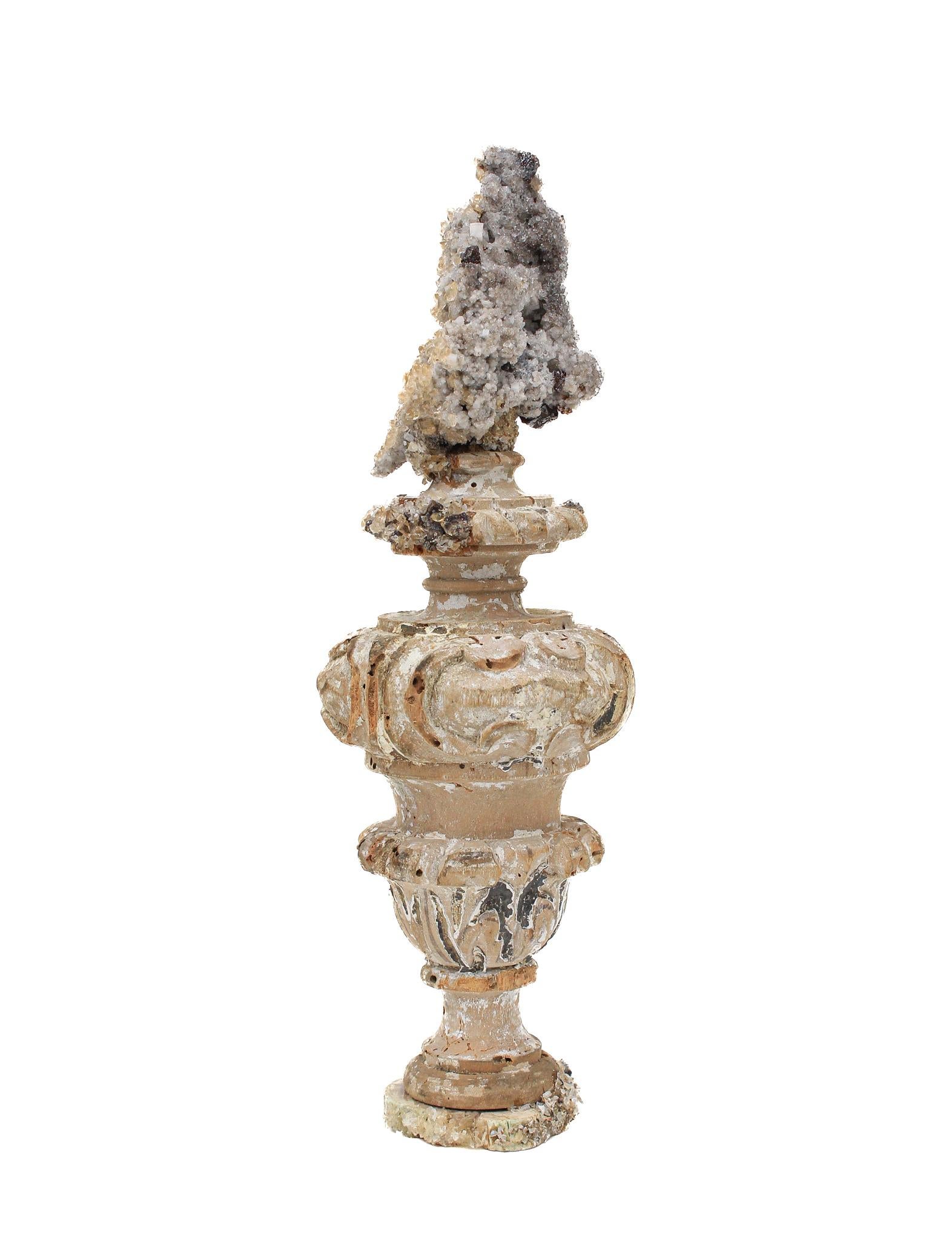 17th Century 'Florence Fragment' Vase with Calcite Crystals in Matrix In Distressed Condition For Sale In Dublin, Dalkey
