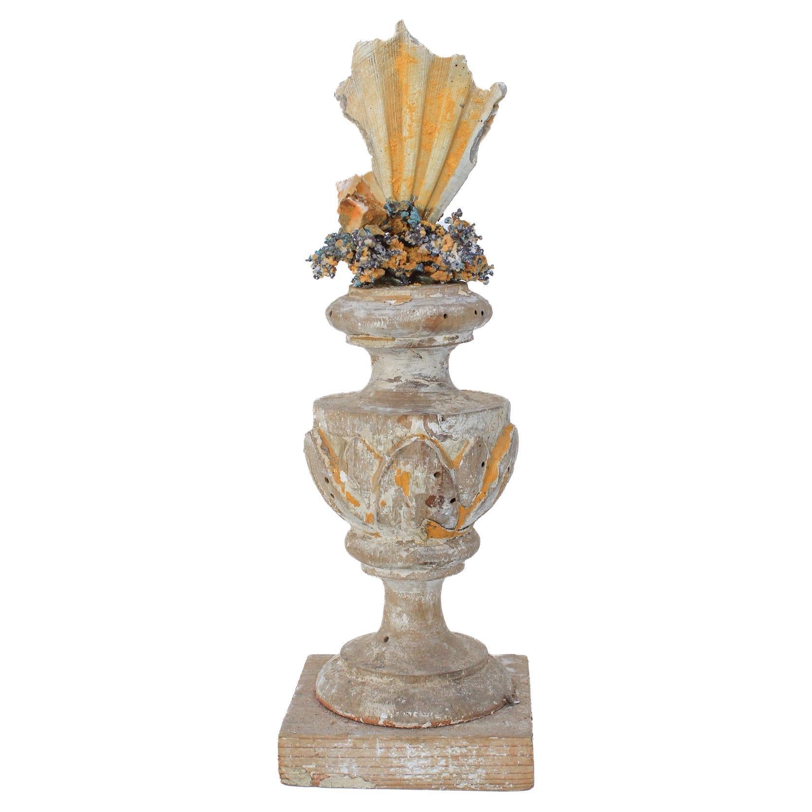 17th Century Italian Vase with a Chesapecten Shell & Free-Forming Copper
