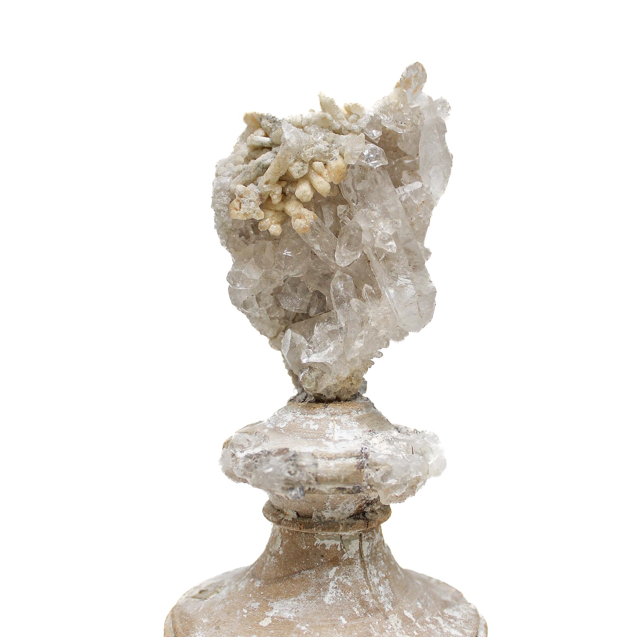 Rococo 17th Century 'Florence Fragment' Vase with a Crystal Quartz Cluster with Calcite