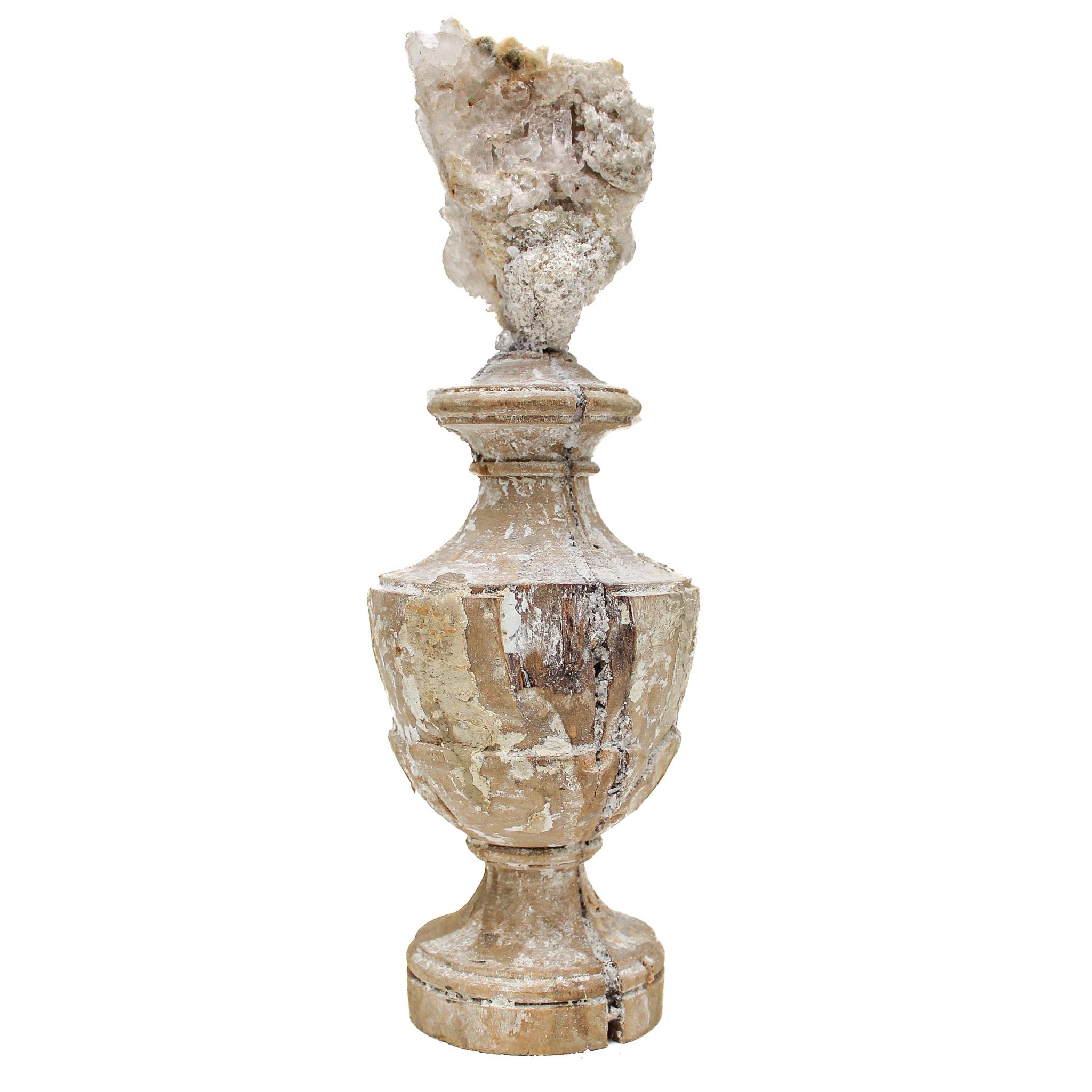 18th Century and Earlier 17th Century 'Florence Fragment' Vase with a Crystal Quartz Cluster with Calcite