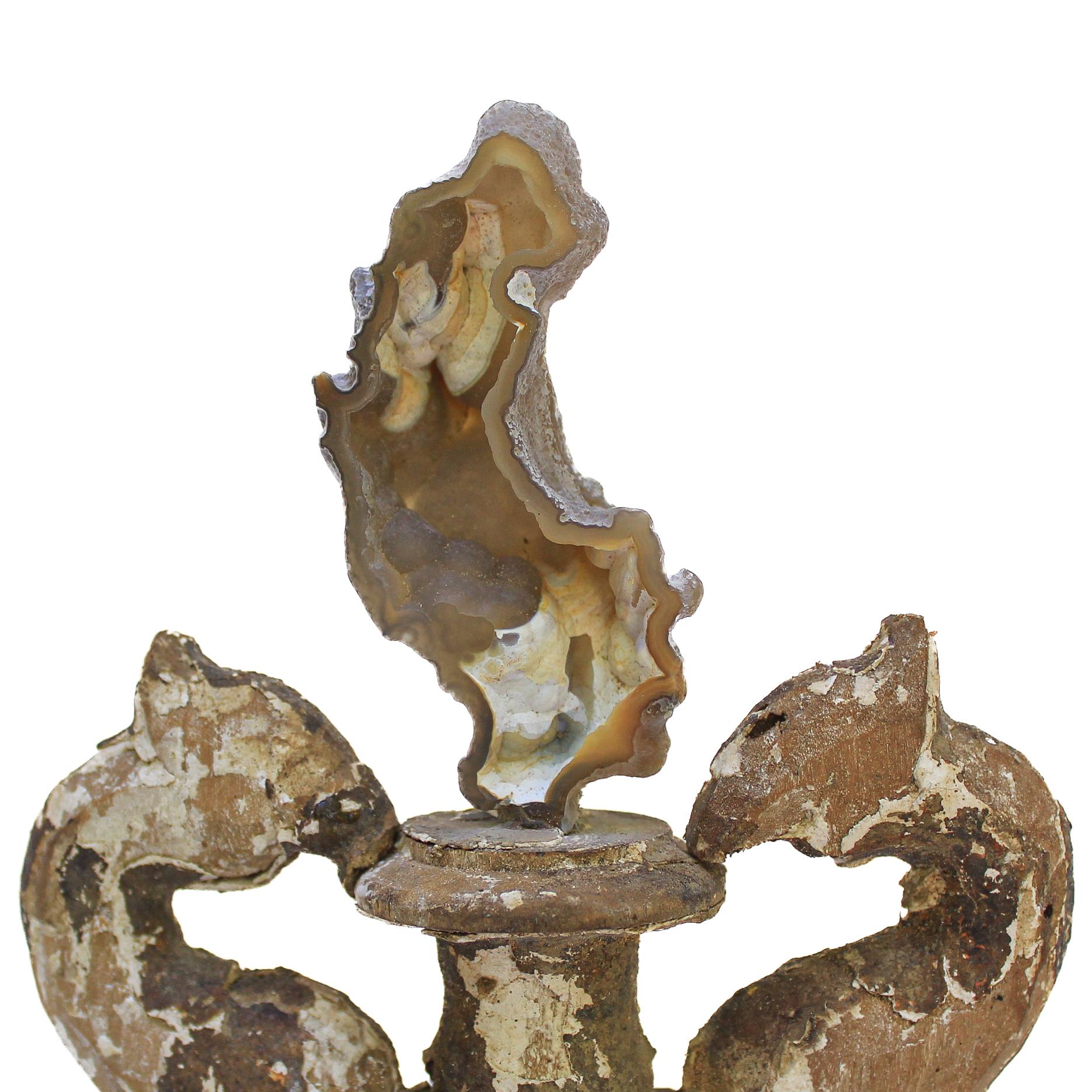 17th Century Italian Vase with Fossil Agate Coral In Distressed Condition In Dublin, Dalkey