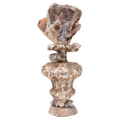 17th Century Italian Vase with Fossil Agate Coral, Quartz Crystals & Chalcedony