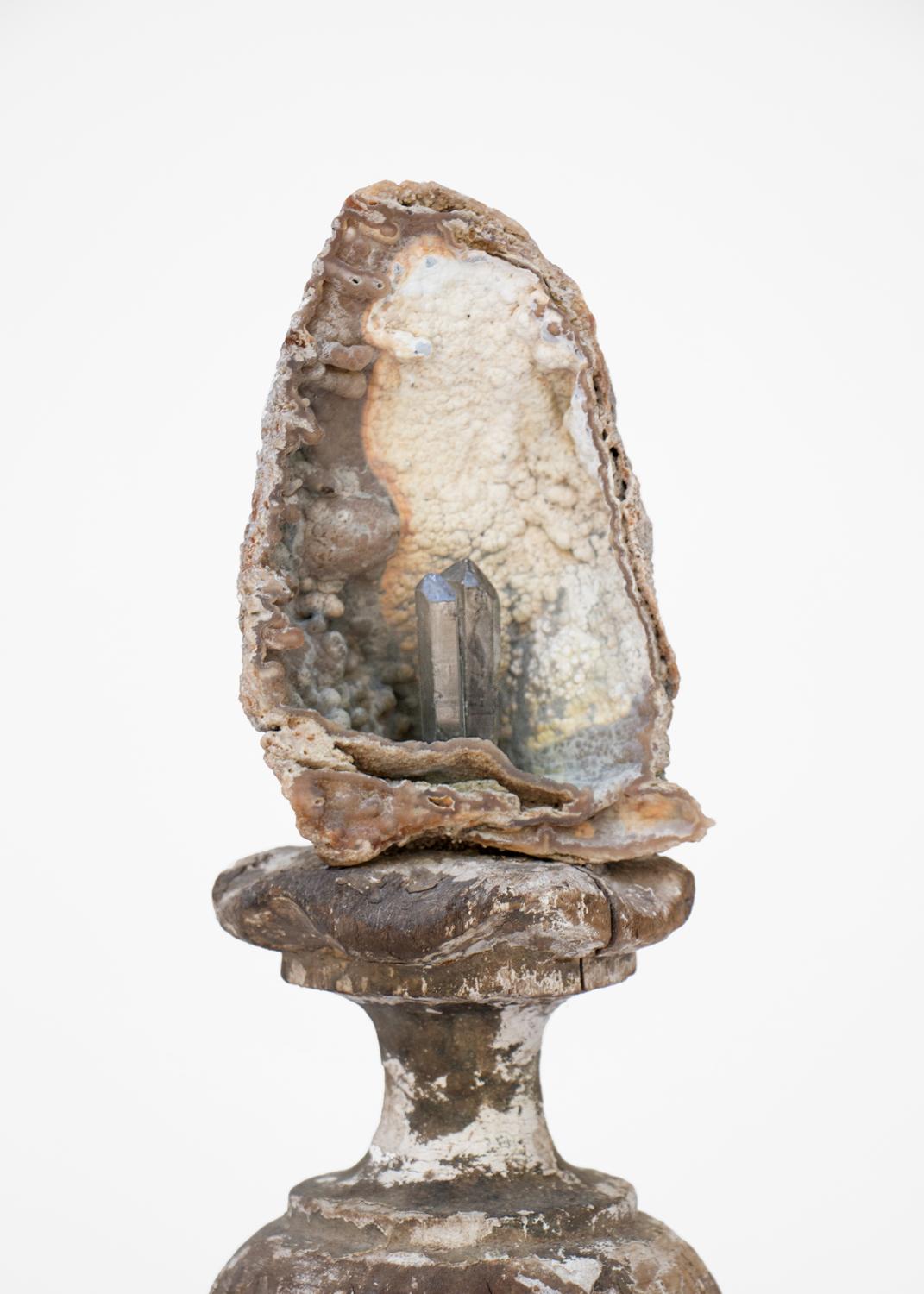 Rococo 17th Century 'Florence Fragment' Vase with Agate Coral & a Double Crystal Point For Sale