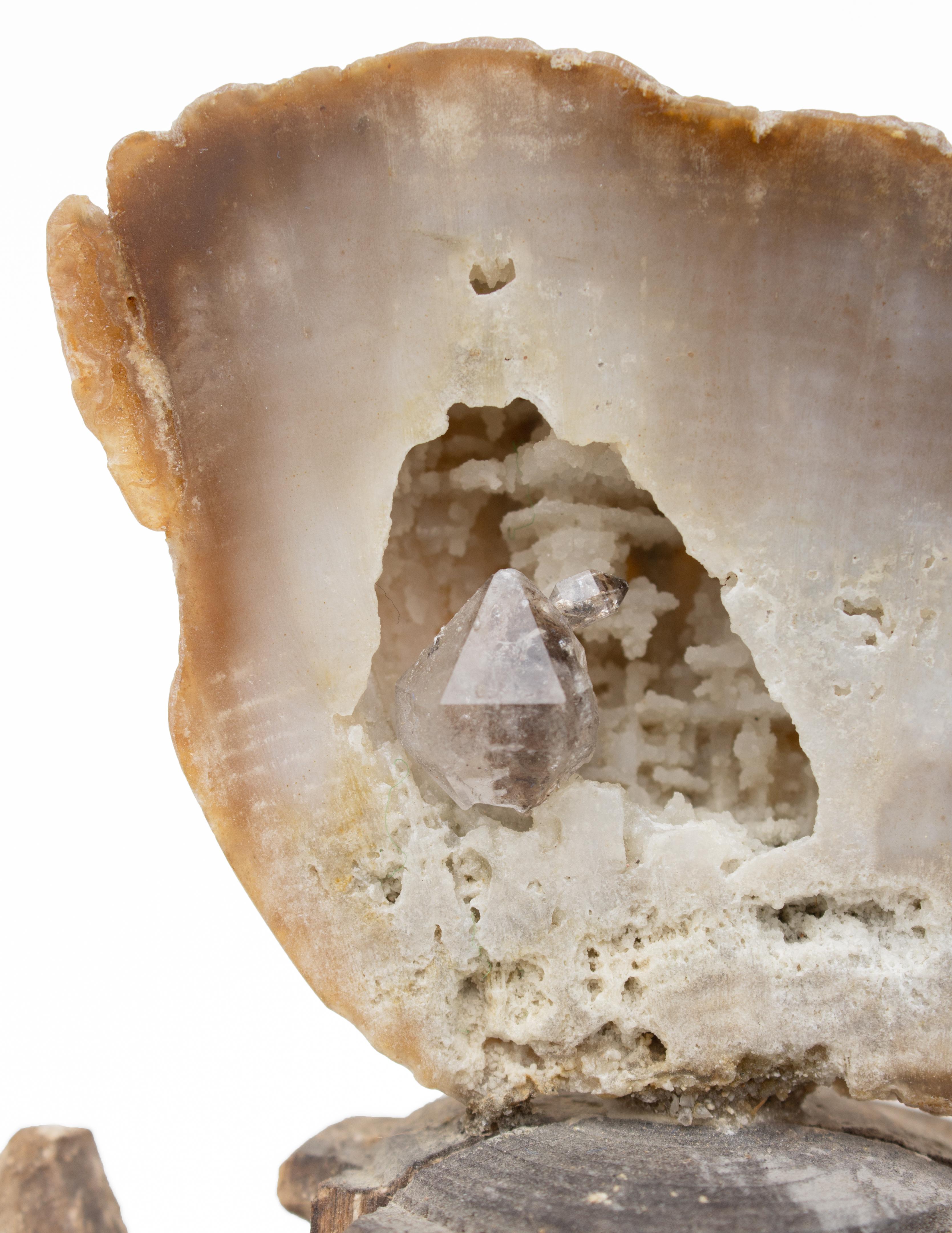 Italian 17th Century, 'Florence Fragment' with Polished Agate Coral & a Herkimer Diamond