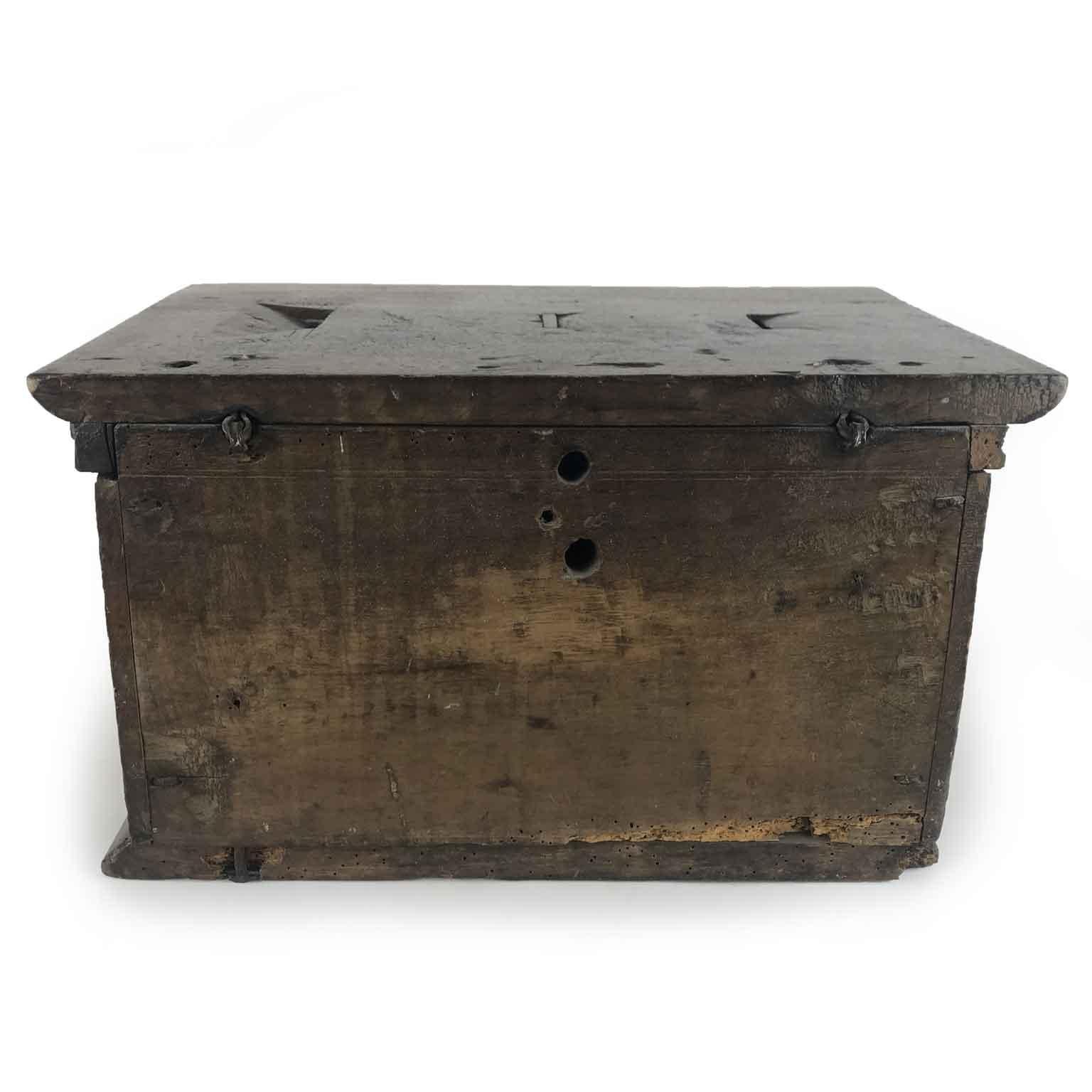 17th Century Italian Walnut Almsgiver Box with TP Initials 2