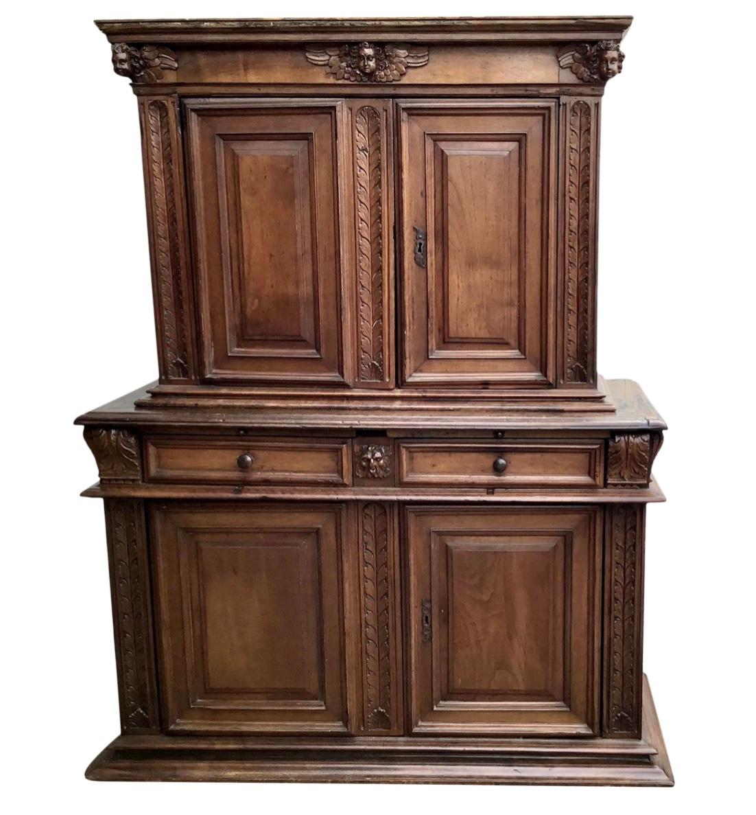 17th Century Italian Walnut Cabinet For Sale 4