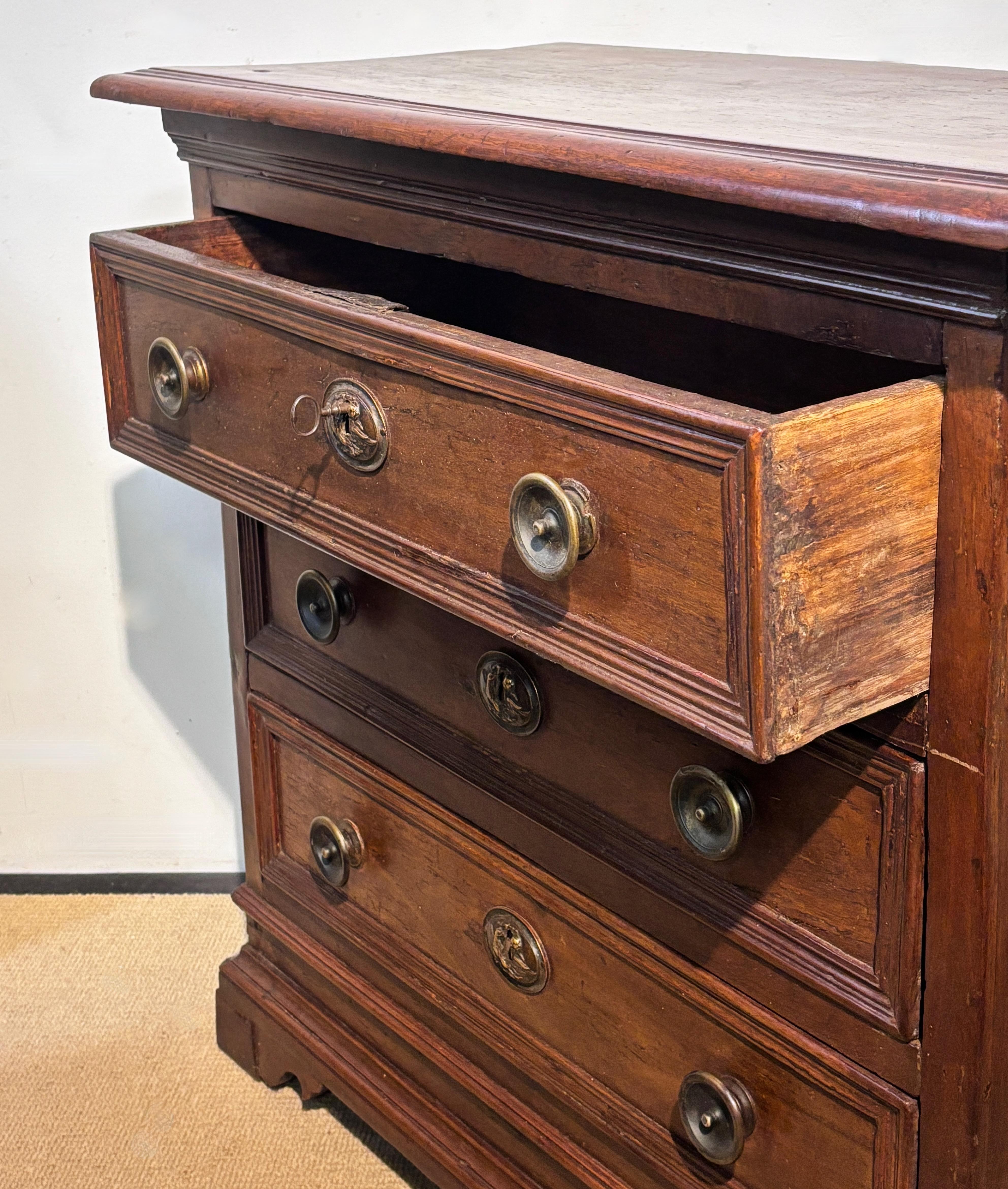 18th Century and Earlier 17th Century Italian Walnut Chest of Drawers For Sale