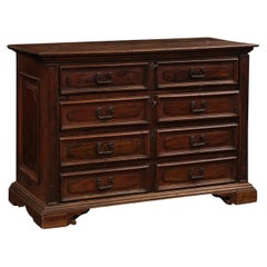 17th Century Italian Walnut Commode with Drop Front Desk and Three Drawers