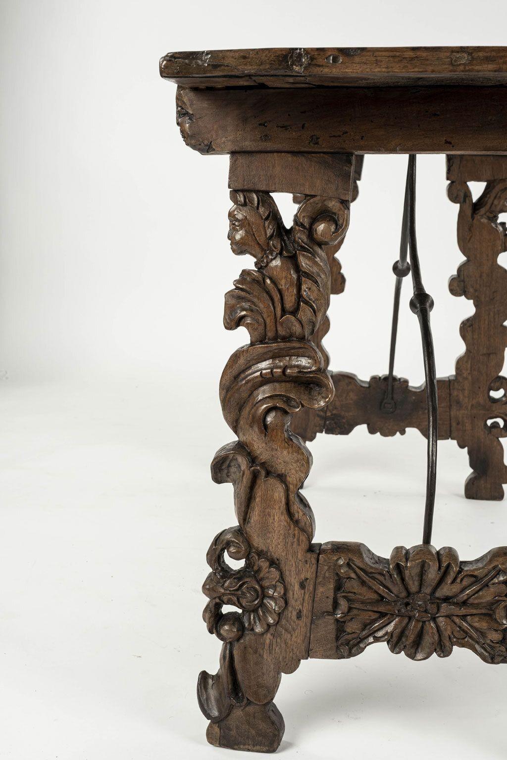 18th Century and Earlier 17th Century Italian Brown Walnut Console