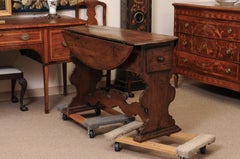 17th Century Italian Walnut Drop Leaf Table with Drawer ca. 1680