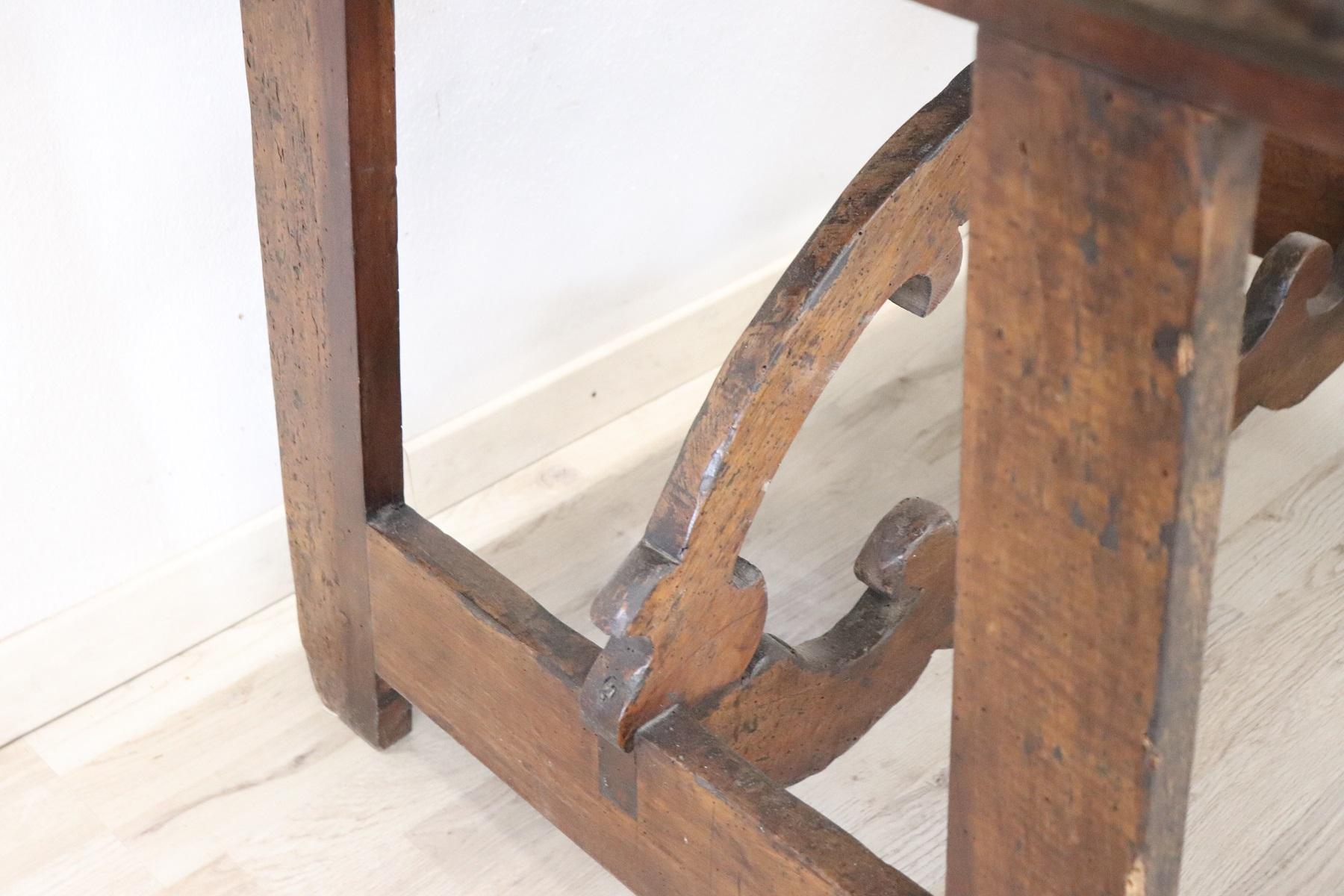 17th Century Italian Walnut Fratino Table or Desk with Lyre Legs 7