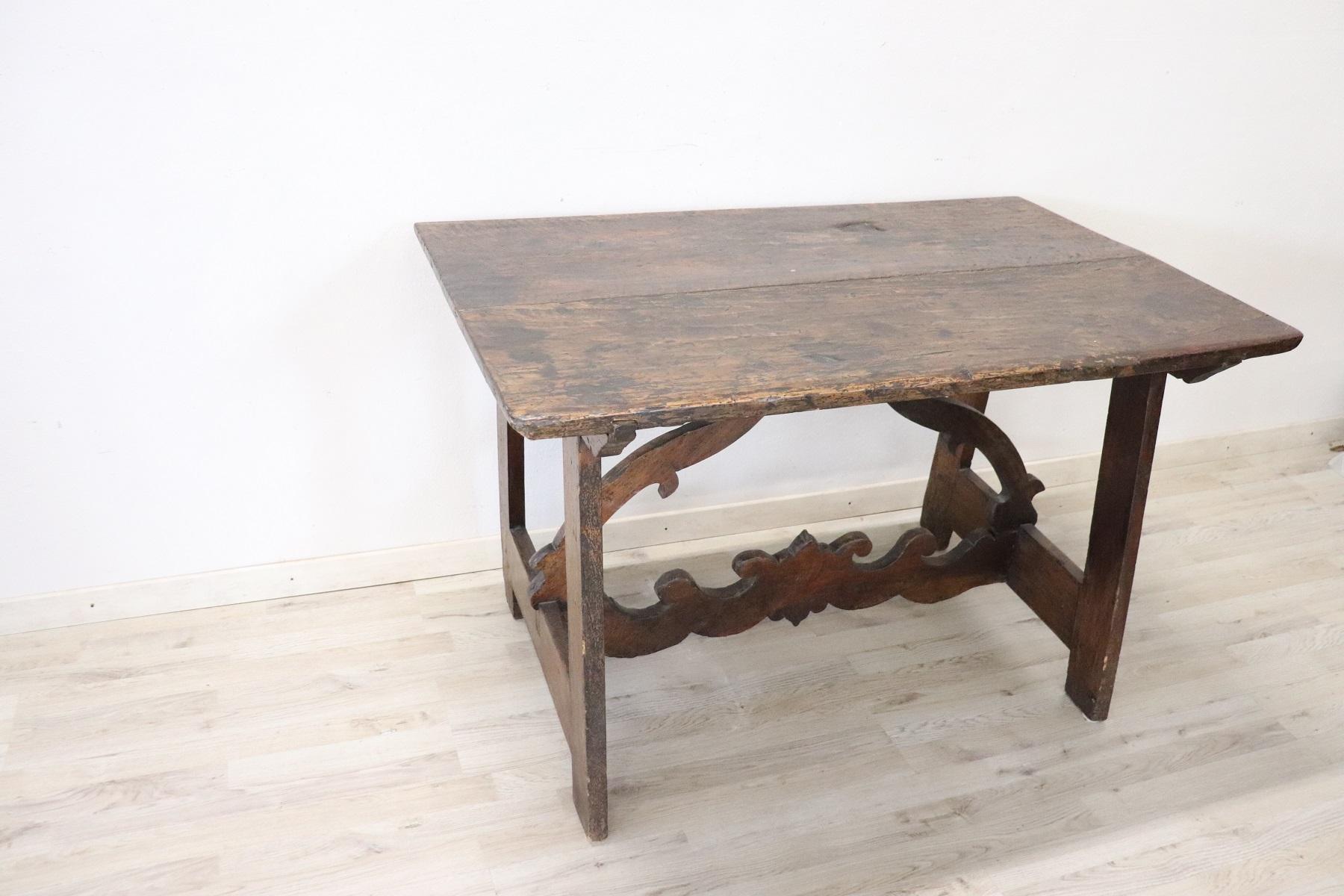 17th Century Italian Walnut Fratino Table or Desk with Lyre Legs 1